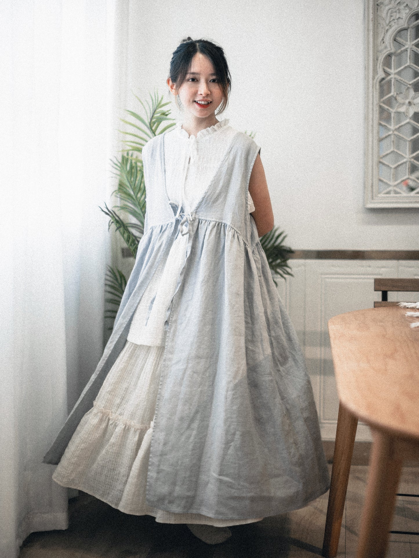 無印風.麻質交疊布OPS|2色入