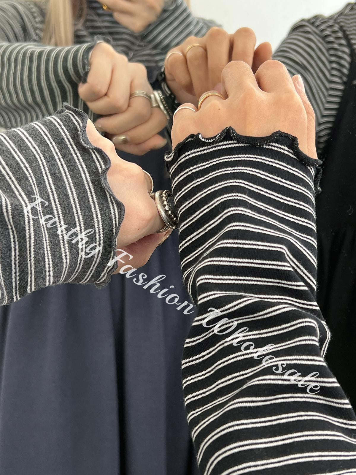 小企領條紋滾邊打底|5色入