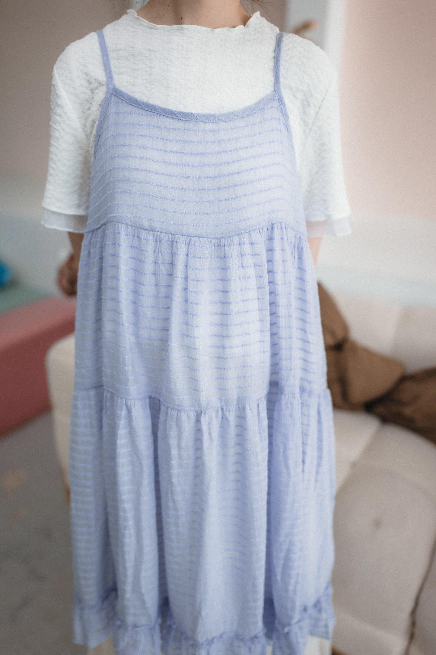 微透條紋Ruffle尾吊帶OPS|3色入