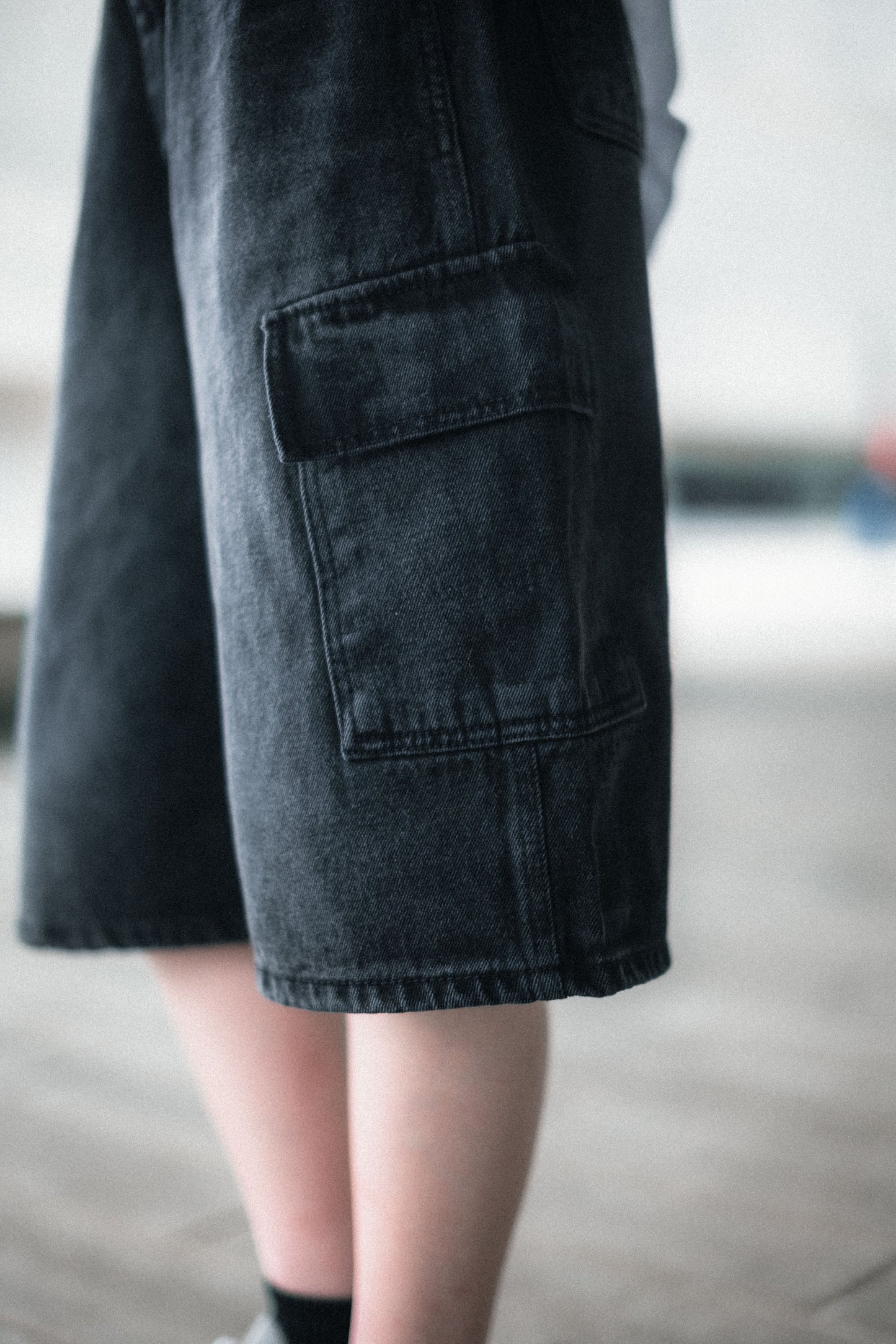 洗水灰則口袋6分牛仔褲|1色入