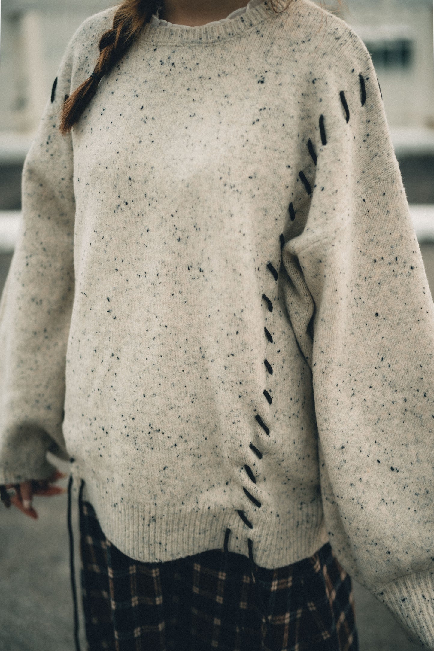 曲奇趣趣🍪 拼色粗縫繫帶針織上衣|3色入