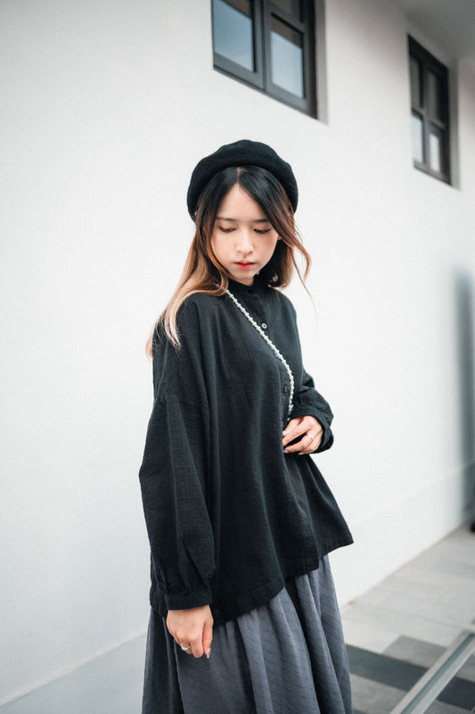 百搭易襯!圓領粒粒格紋襯衫|3色入