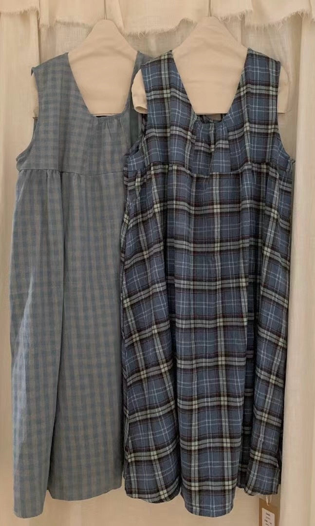 藍色系🌊 格子紋背心OPS|2色入