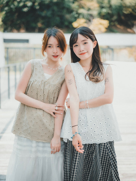 好襯 ✿ 小v領通花背心|5色入