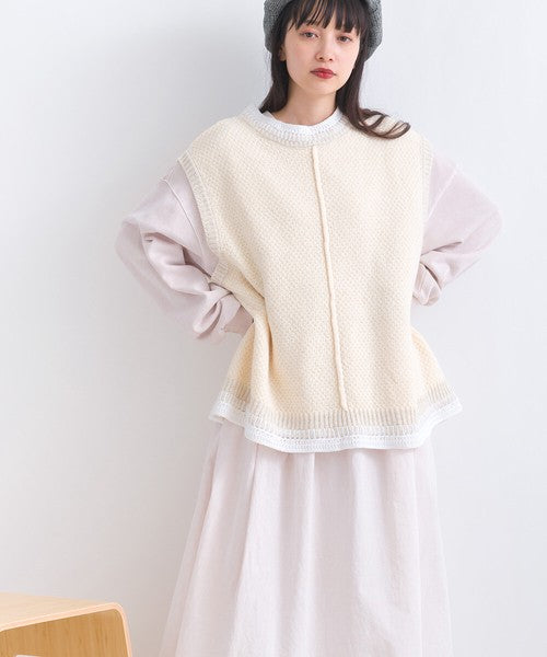 JP混色織線坎肩針織馬甲|3色入