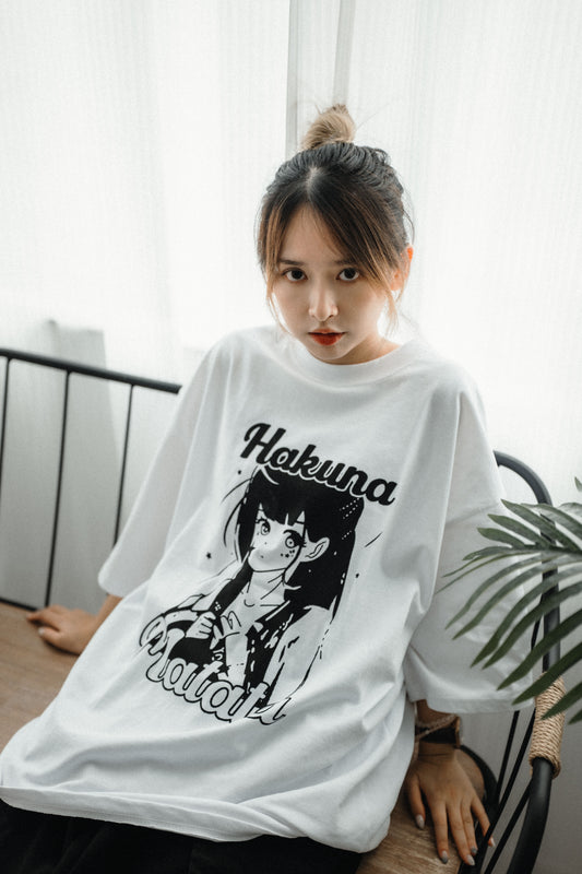 Hakuna漫畫少女風Print Tee|1色入