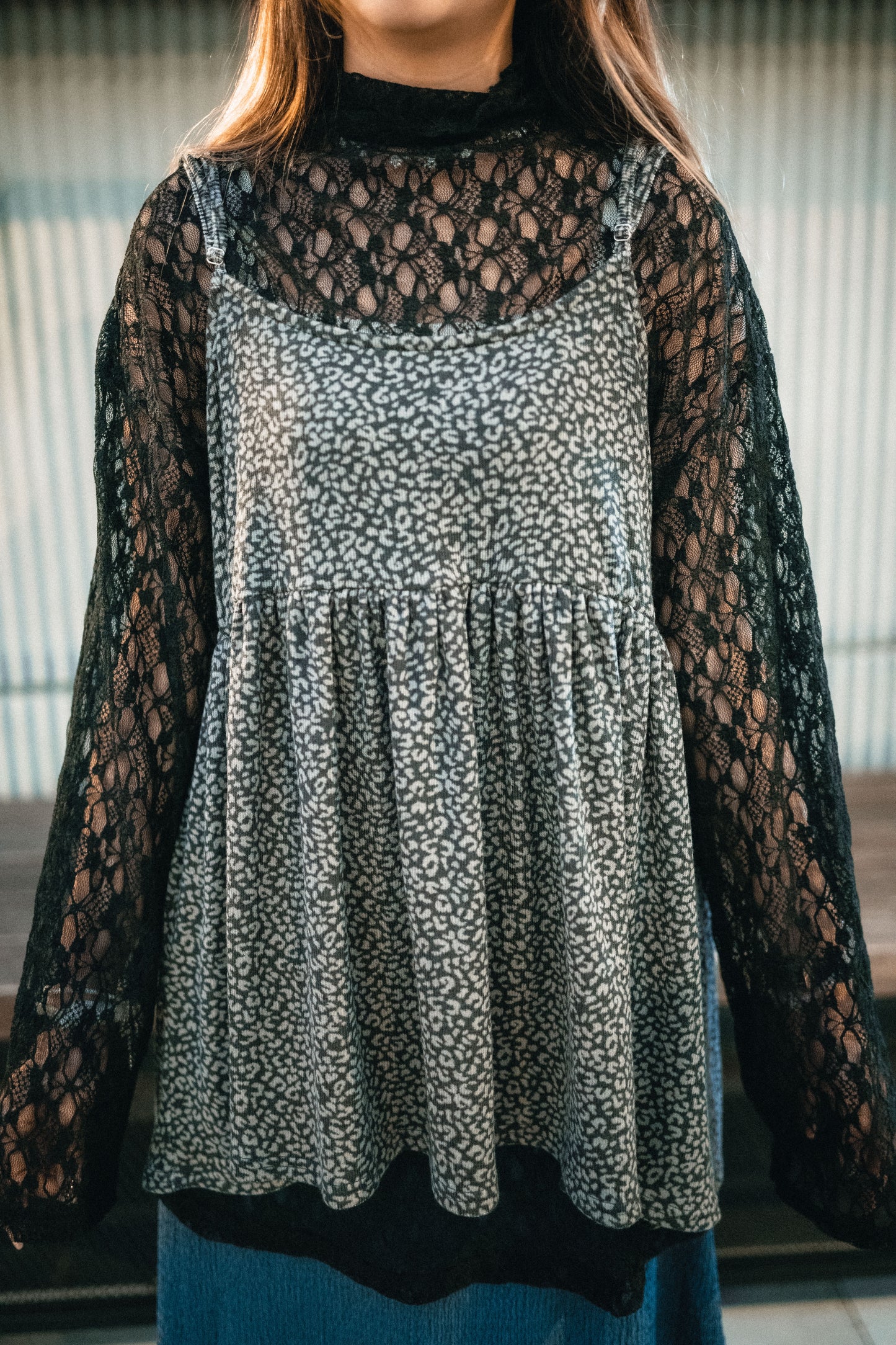 豹紋pattern吊帶layer|3色入