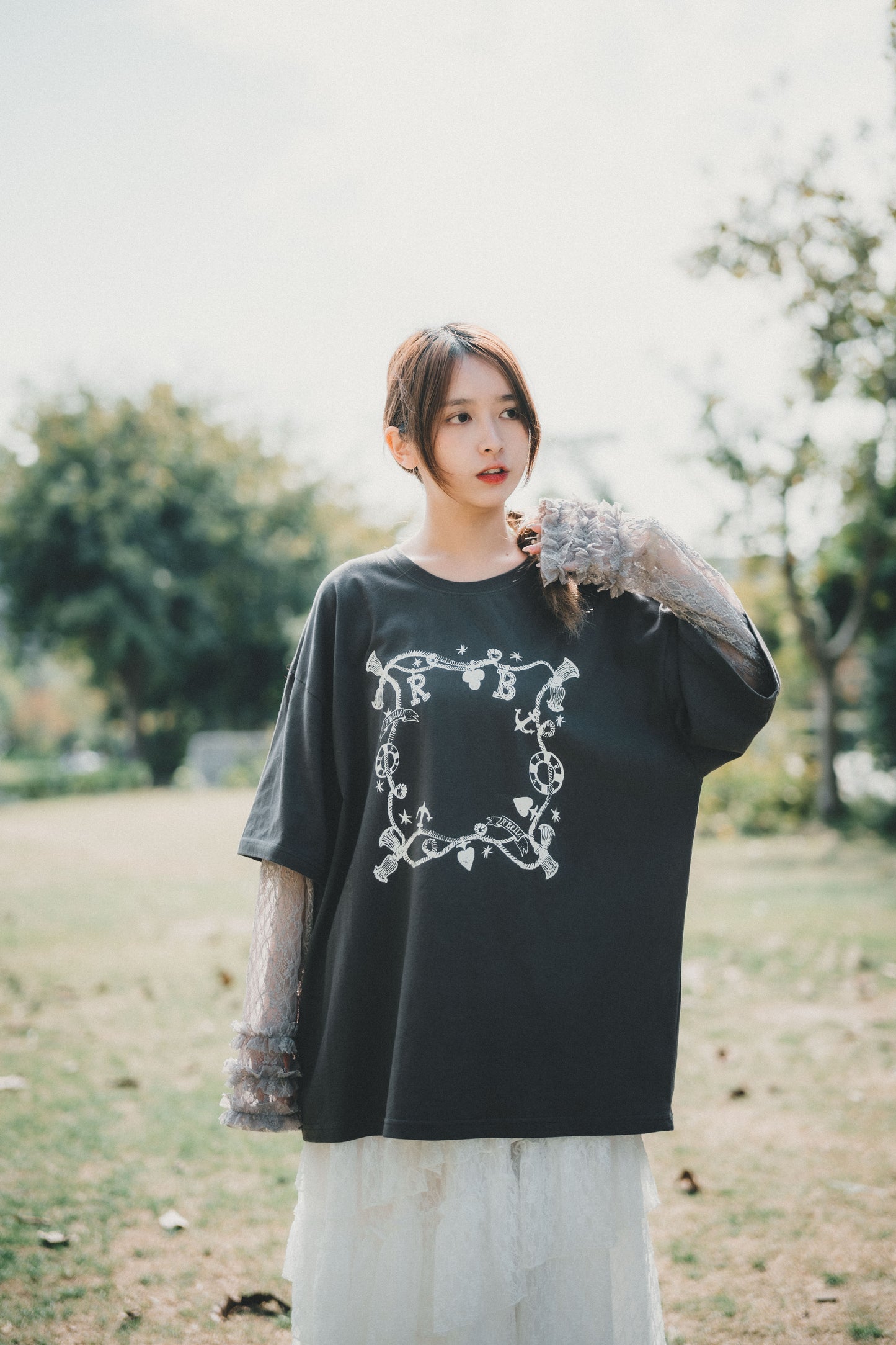 ROMANTIC RUFFLE LACE SLEEVES TEE | 3色入