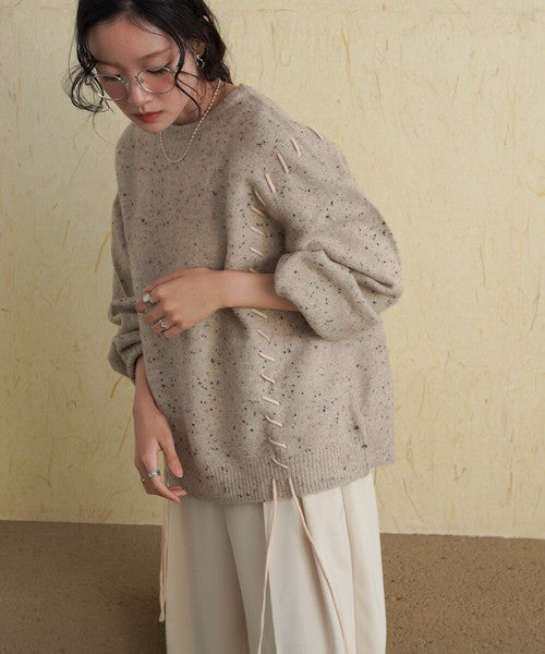 曲奇趣趣🍪 拼色粗縫繫帶針織上衣|3色入