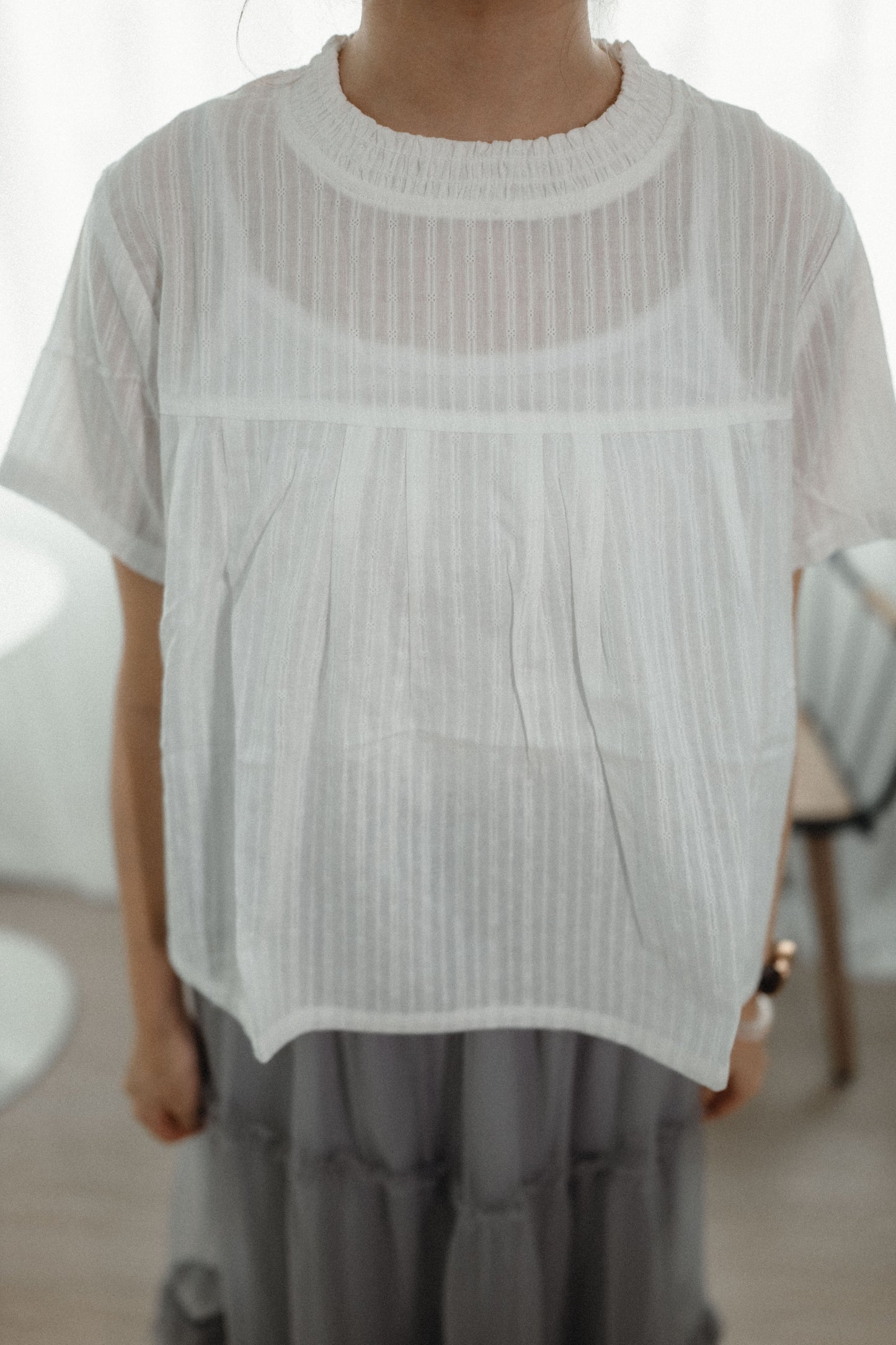 慵懶感Ruffle領豎紋寬鬆襯衫TOP|3色入