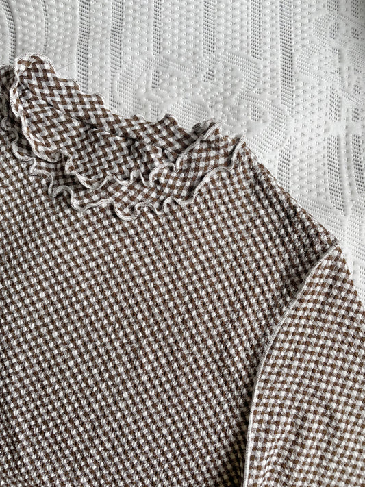 QQ細格紋Ruffle Top|3色入