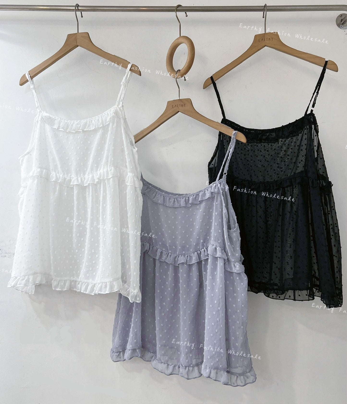 粒粒點花 ✿ 𝚛𝚞𝚏𝚏𝚕𝚎輕透背心layer|3色入