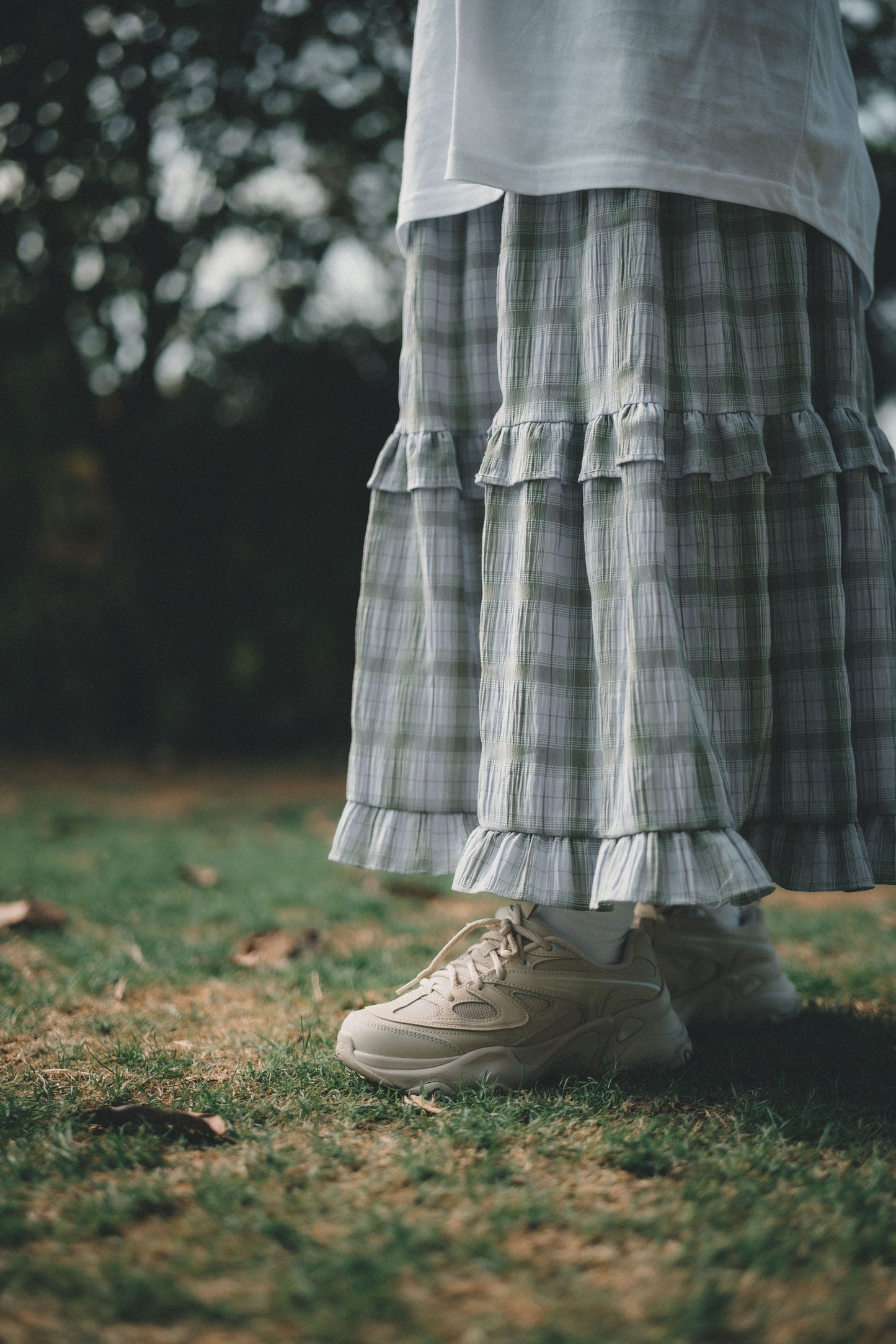 春日荷葉Ruffle格仔Dress|2色入