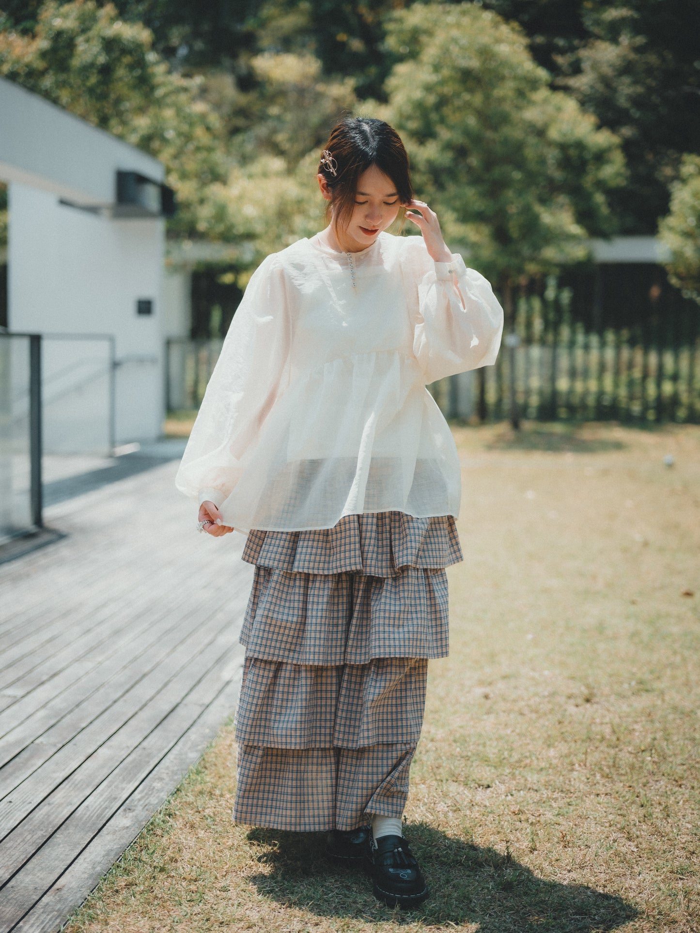 超日系!層層蛋糕格子sk|2色入