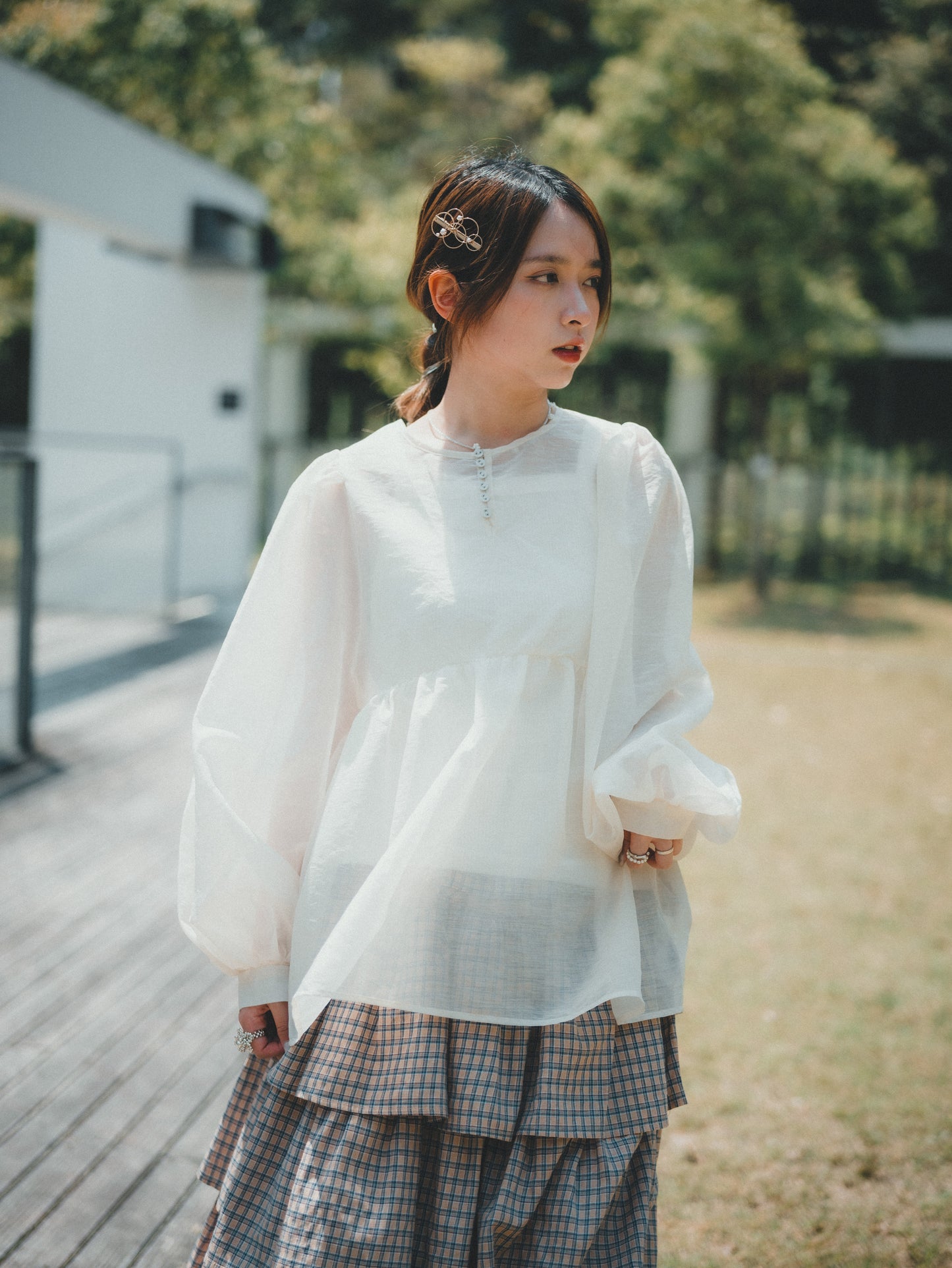 JP輕透綁帶襯衫blouse|3色入