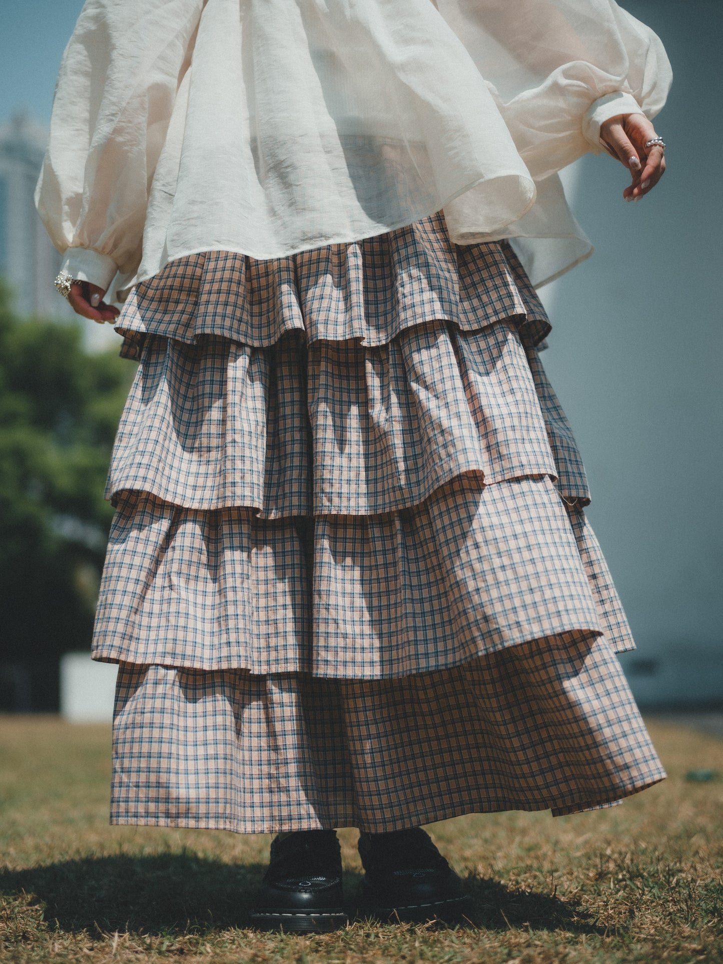 超日系!層層蛋糕格子sk|2色入