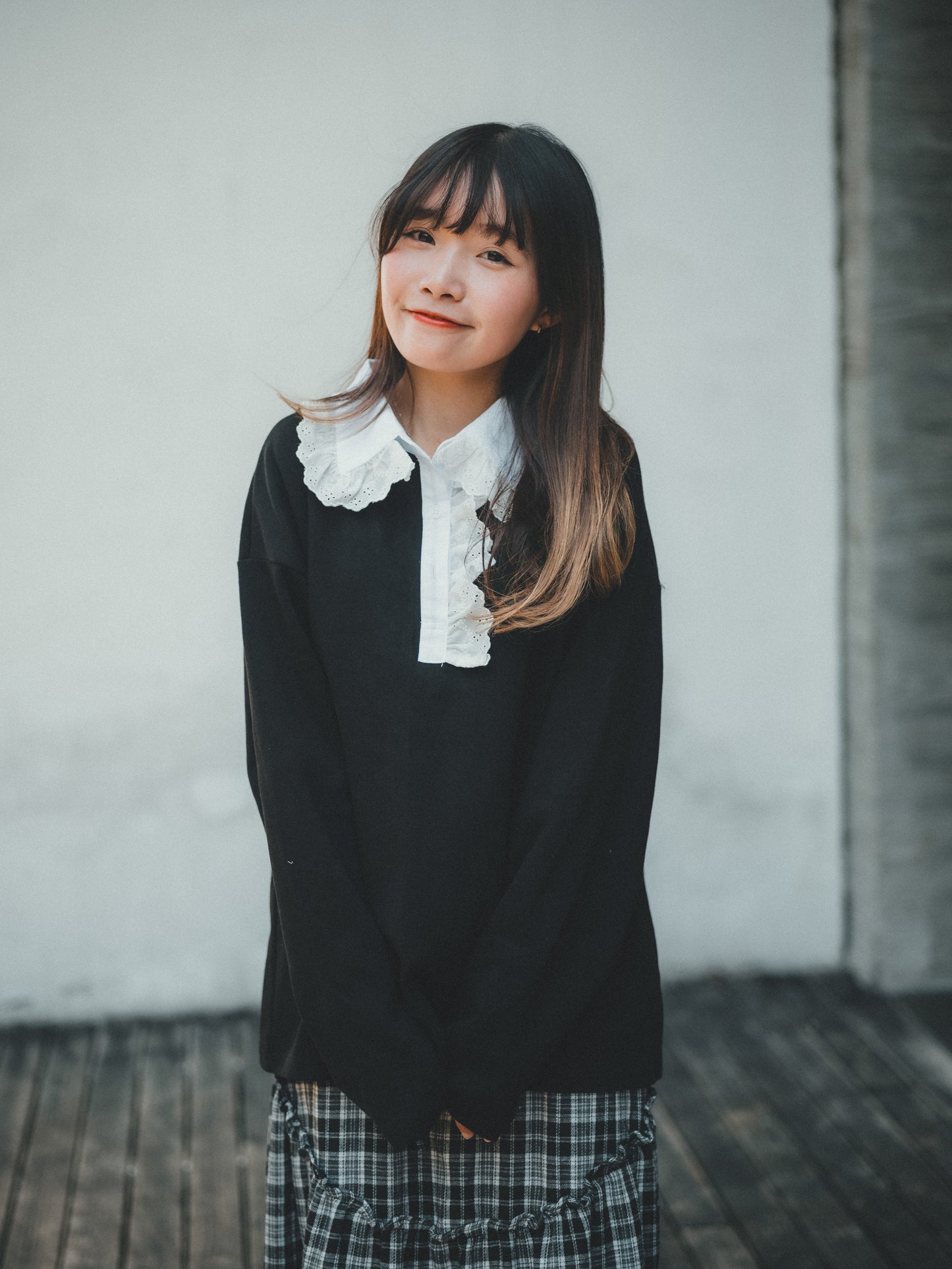 通花娃娃領 ❁ 薄長袖上衣|2色入