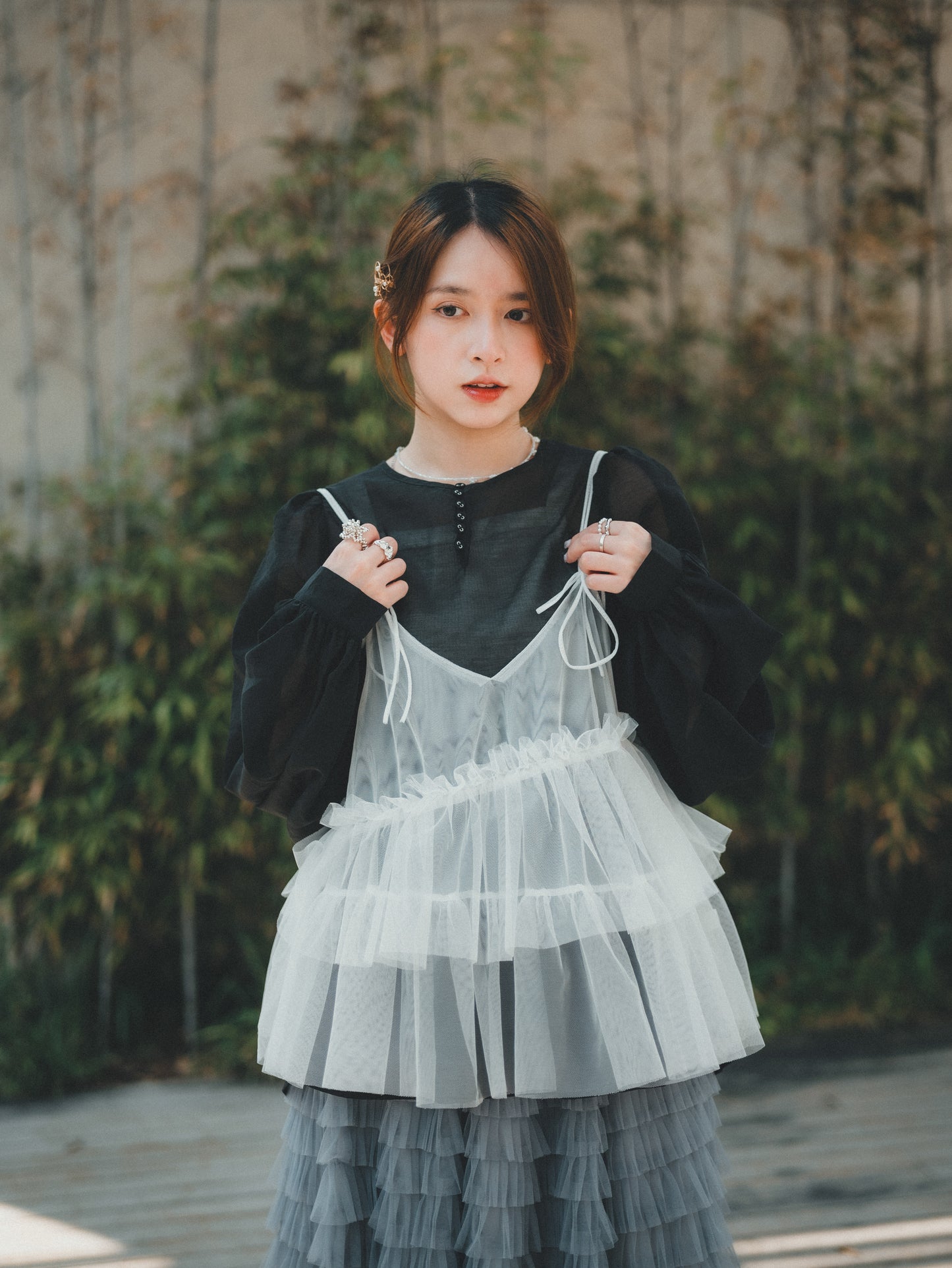 超仙氣✨ 綁結肩帶紗紗layer|3色入