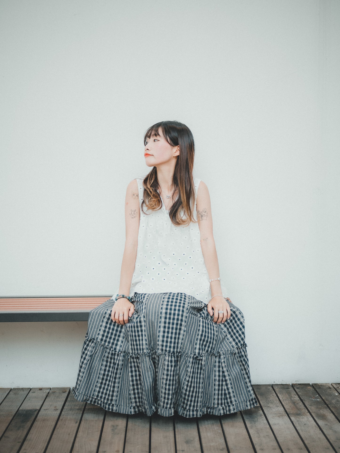 特別!條子拼格格紋sk|2色入