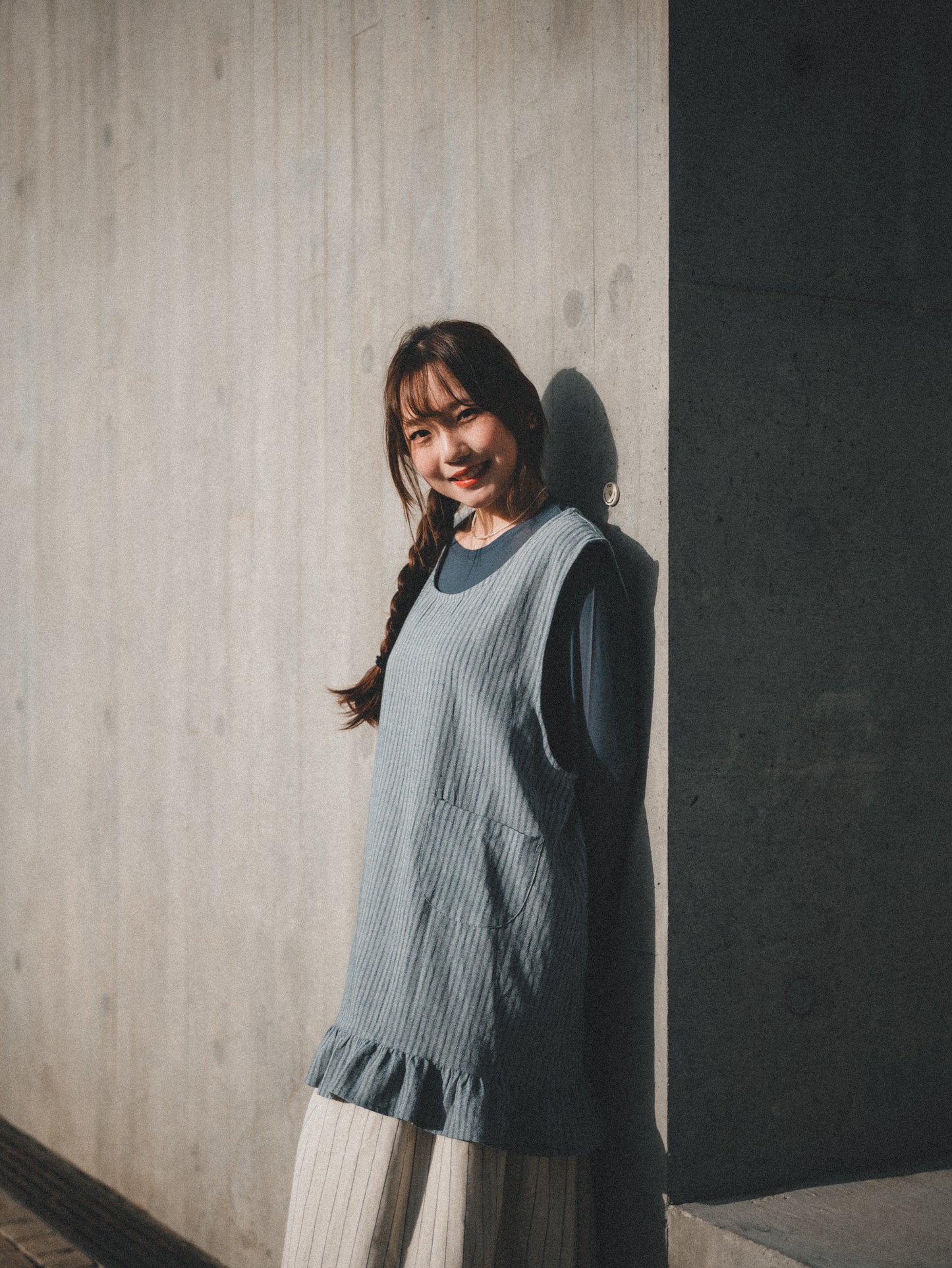 文青風👩🏻🎨 棉麻直紋明袋Ruffle背心外搭|3色入