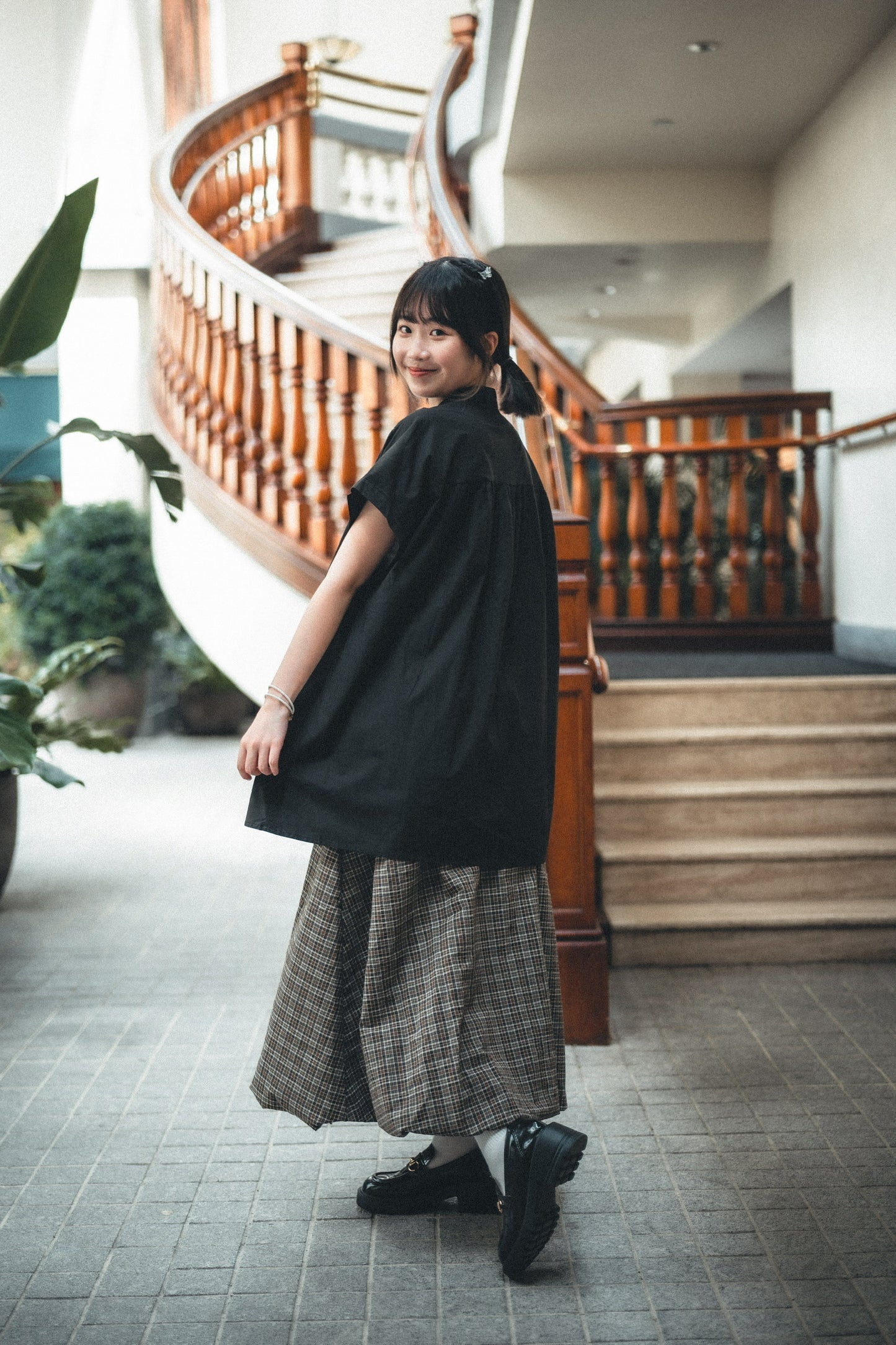 獨家!大地色tone🧋格子雲朵泡泡裙|2色入