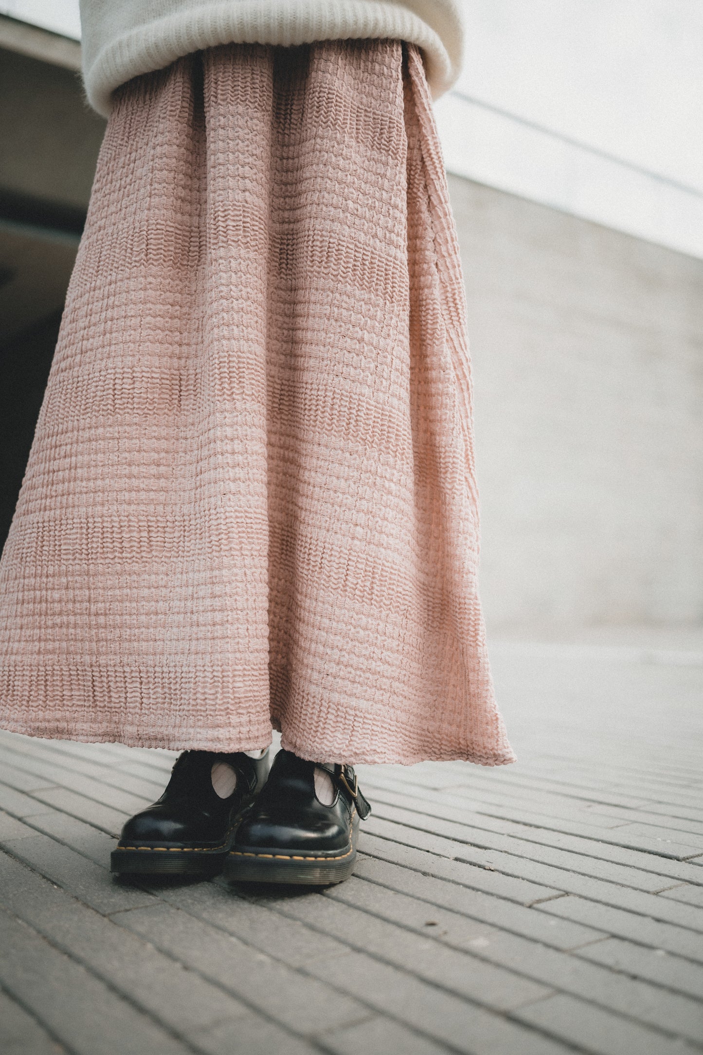 泡泡格格棉 • Waffle後開岔傘裙|3色入