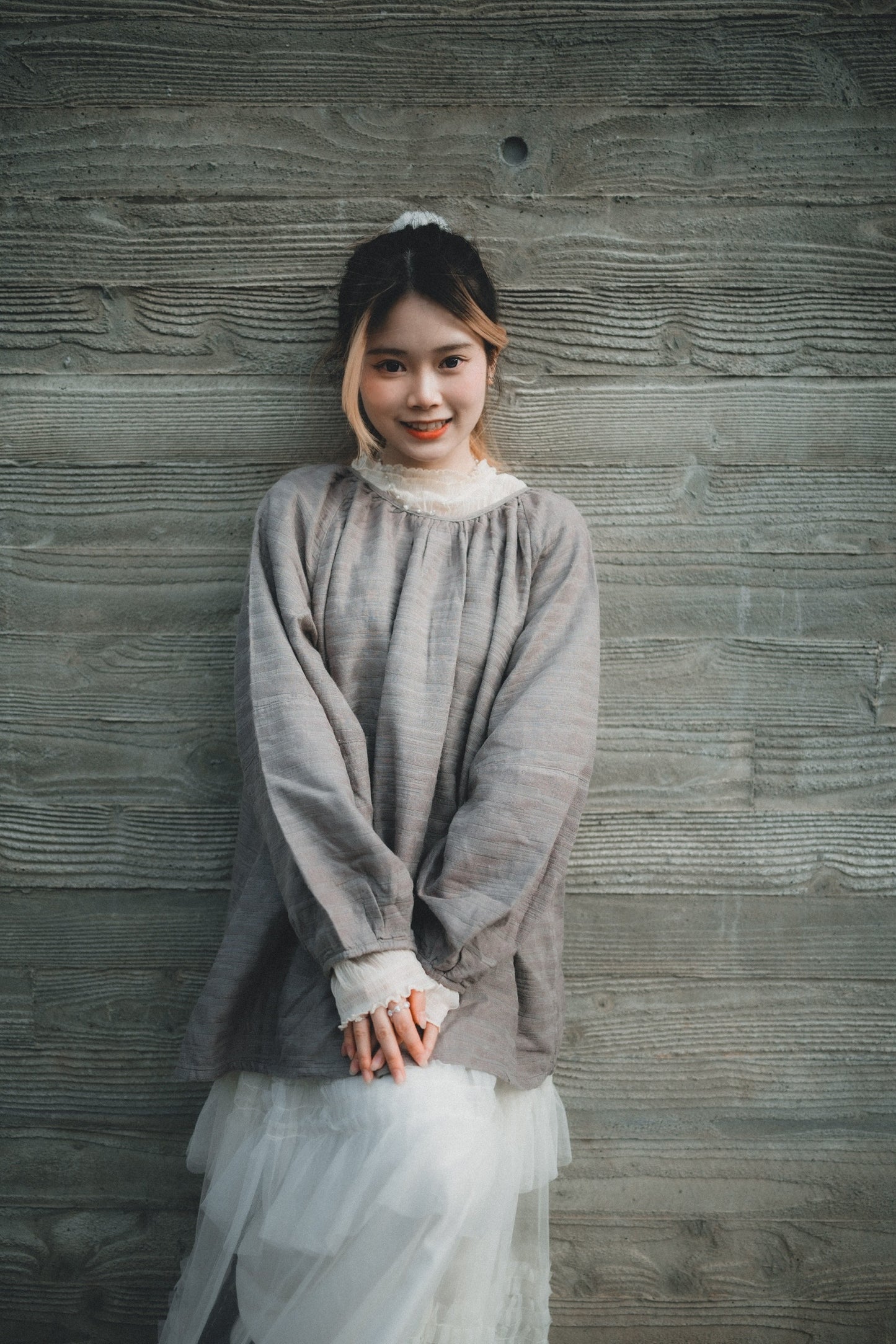 棉麻壓摺泡泡袖上衣|3色入