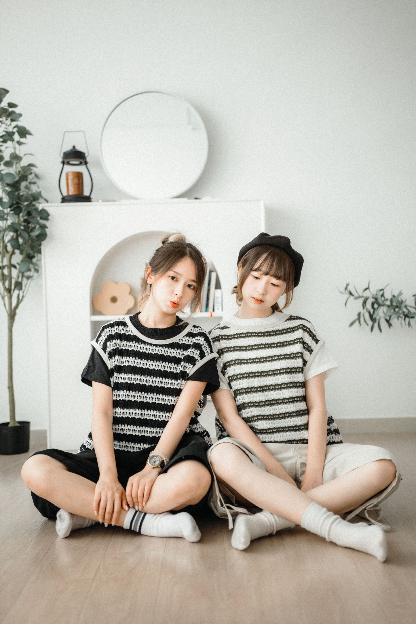 OVERSIZE洞洞條紋VEST|2色入