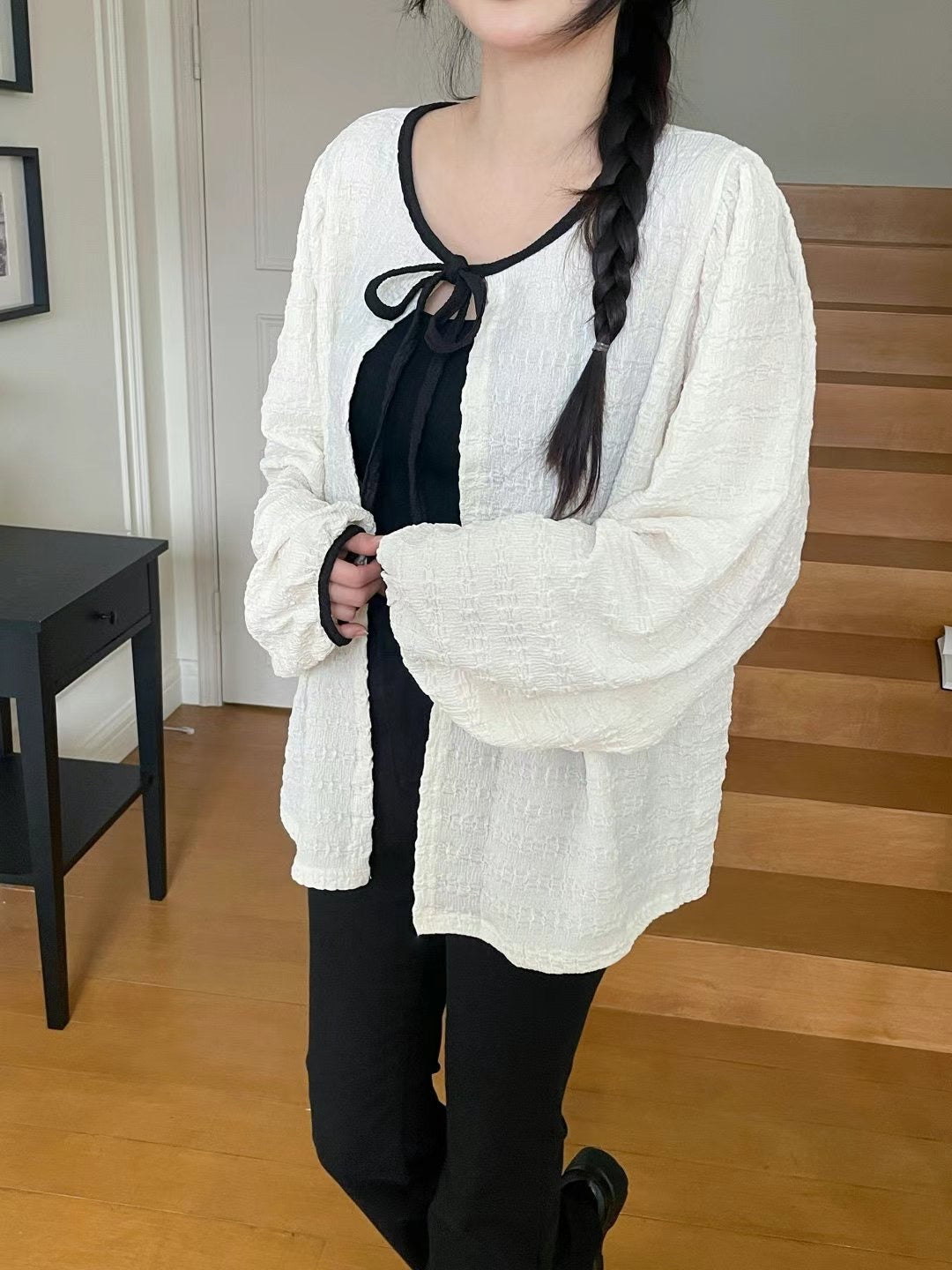 泡泡質蝴蝶結綁帶外搭|2色入