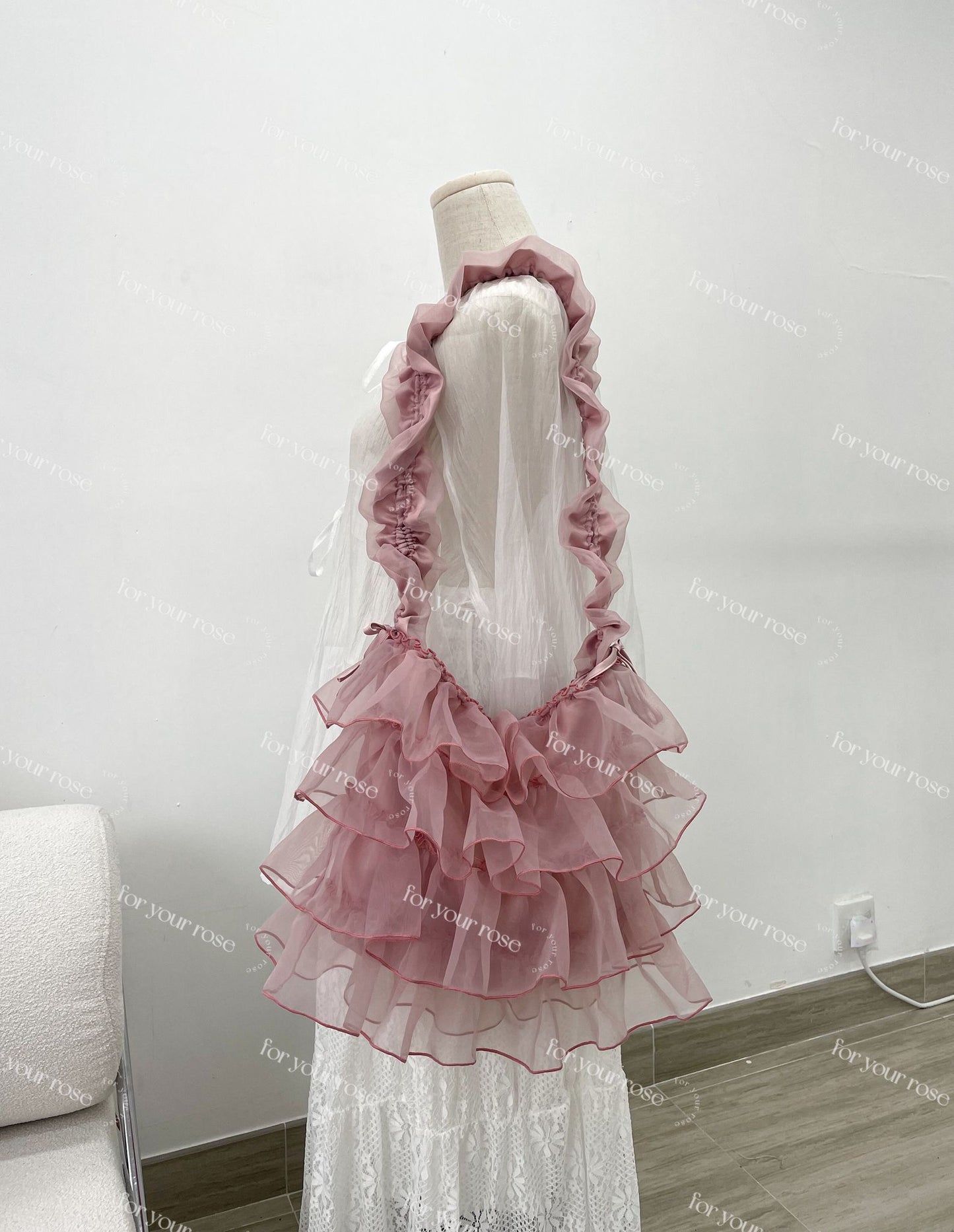 蛋糕層層ruffle紗紗袋 L size|4色入