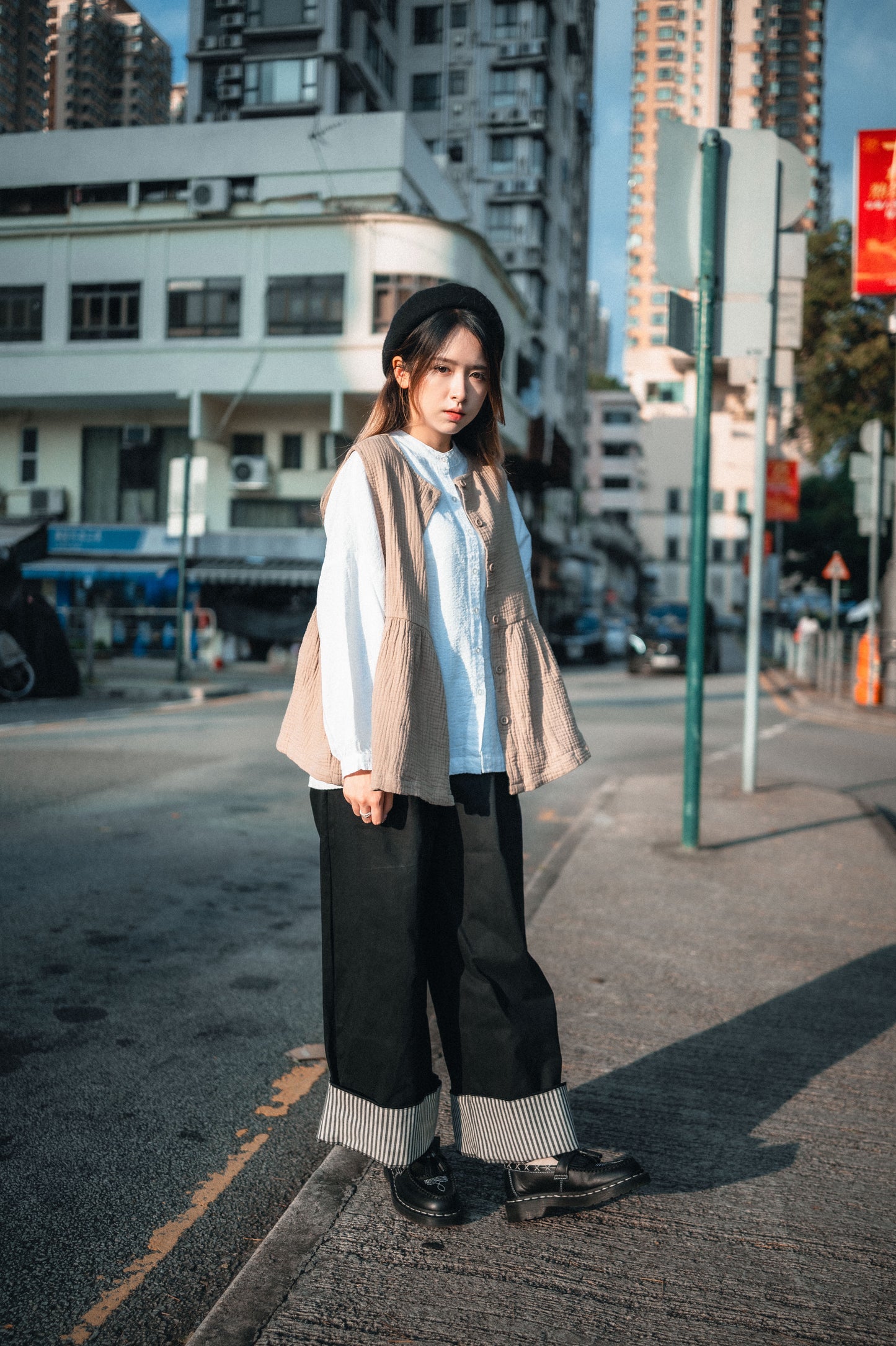 2WAY內直條布長褲|3色入