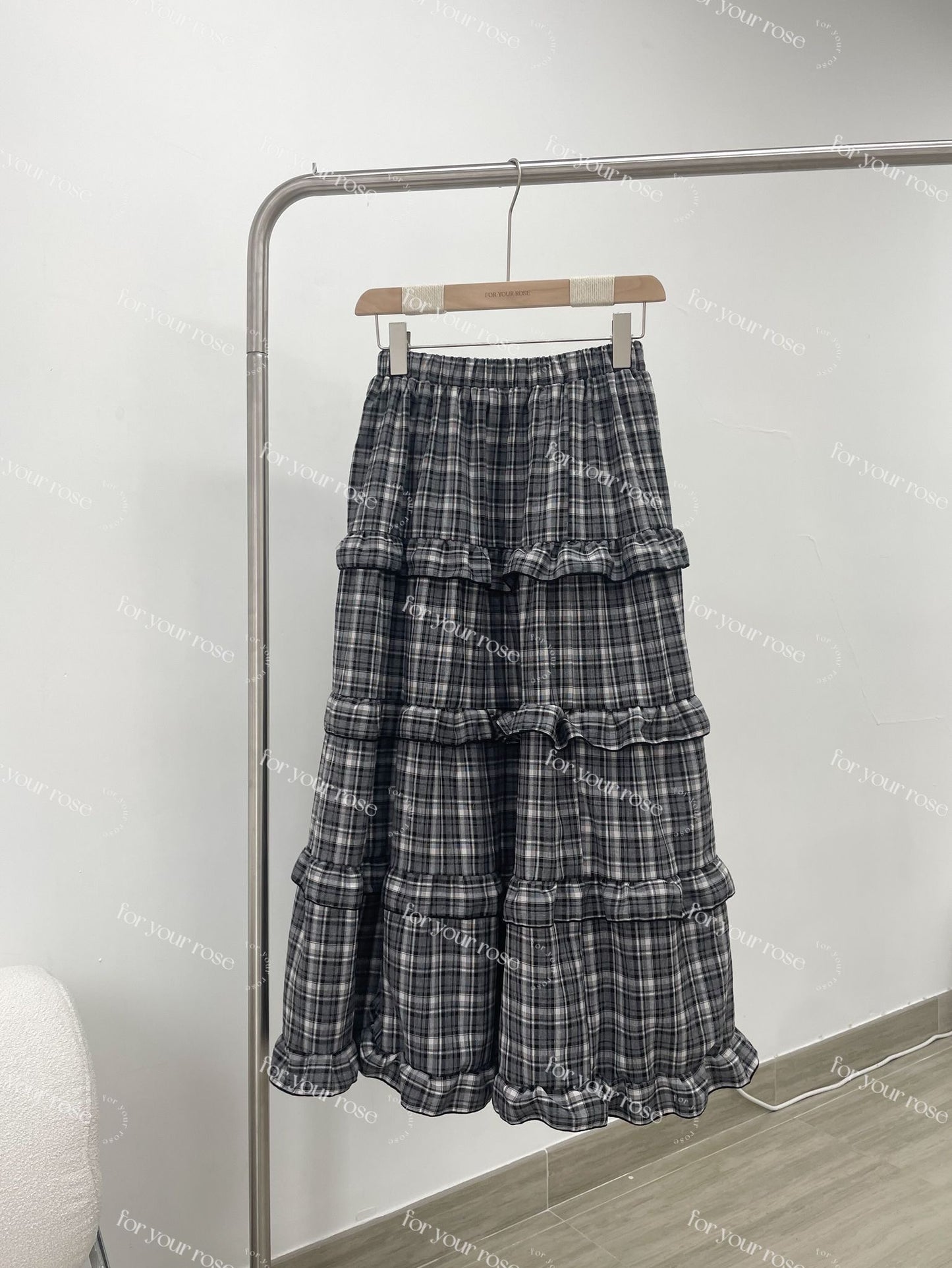 格紋蛋糕ruffle半裙|3色入