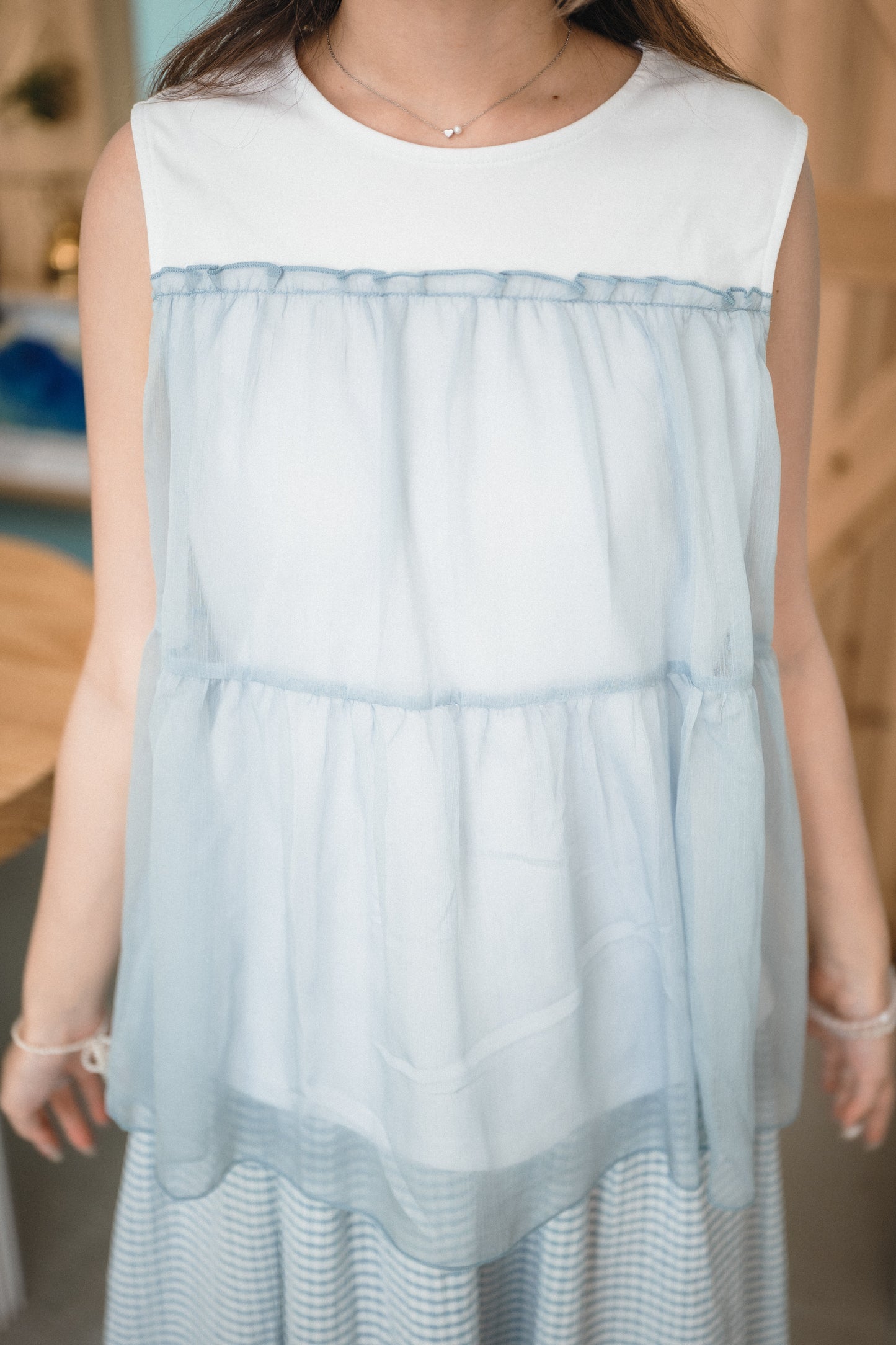 拼接蛋糕半紗背心|4色入