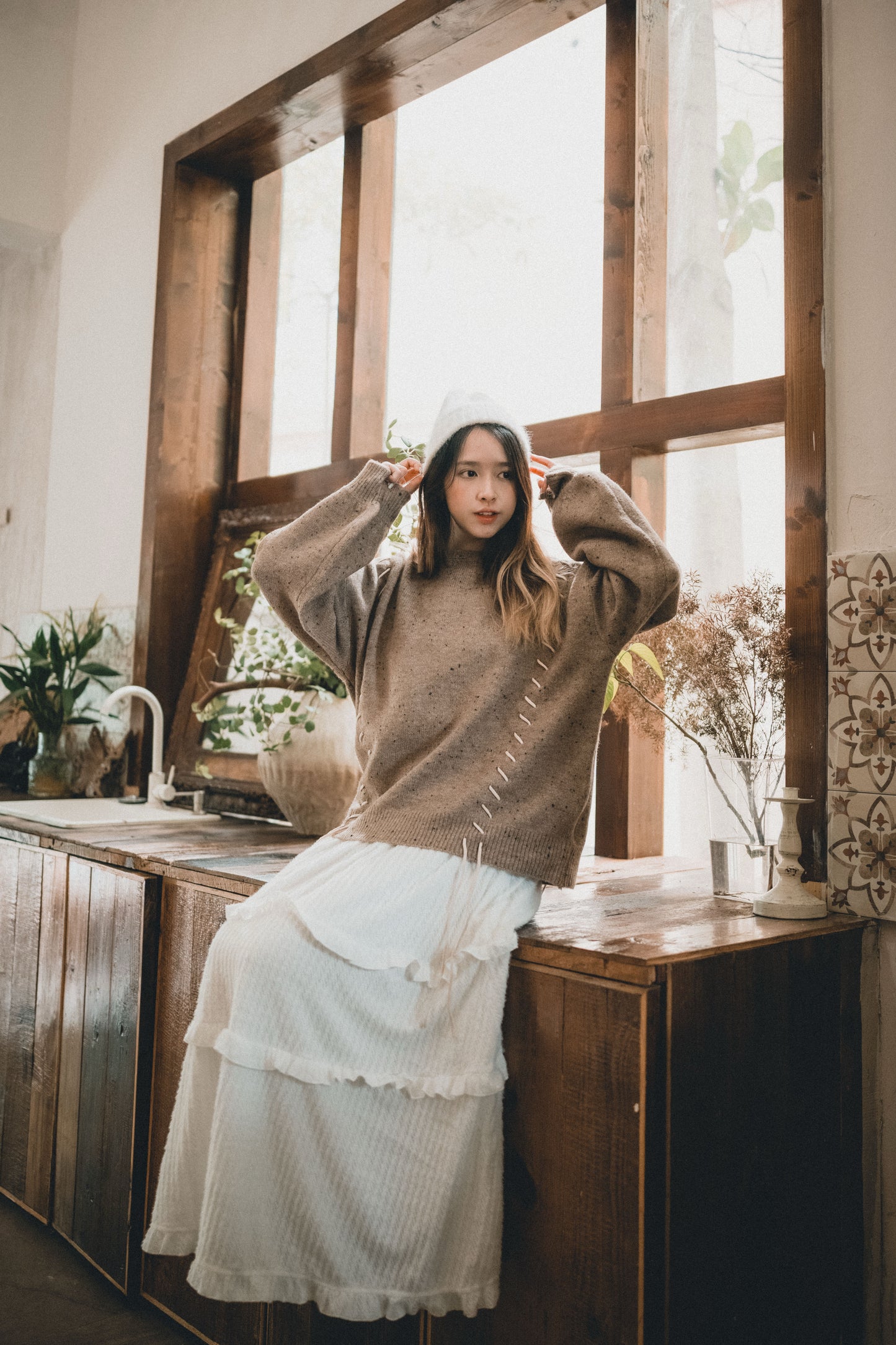 曲奇趣趣🍪 拼色粗縫繫帶針織上衣|3色入