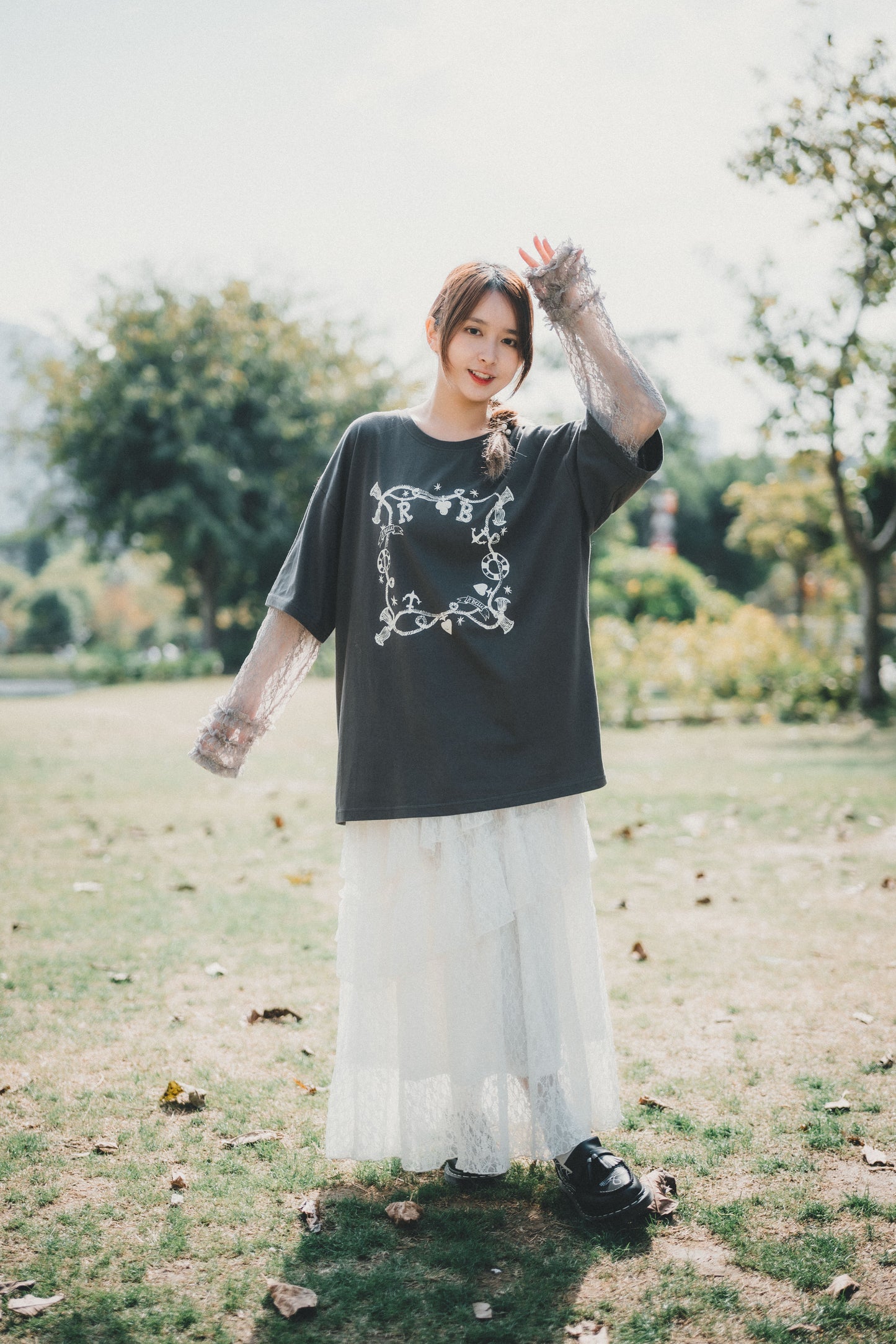 ROMANTIC RUFFLE LACE SLEEVES TEE | 3色入