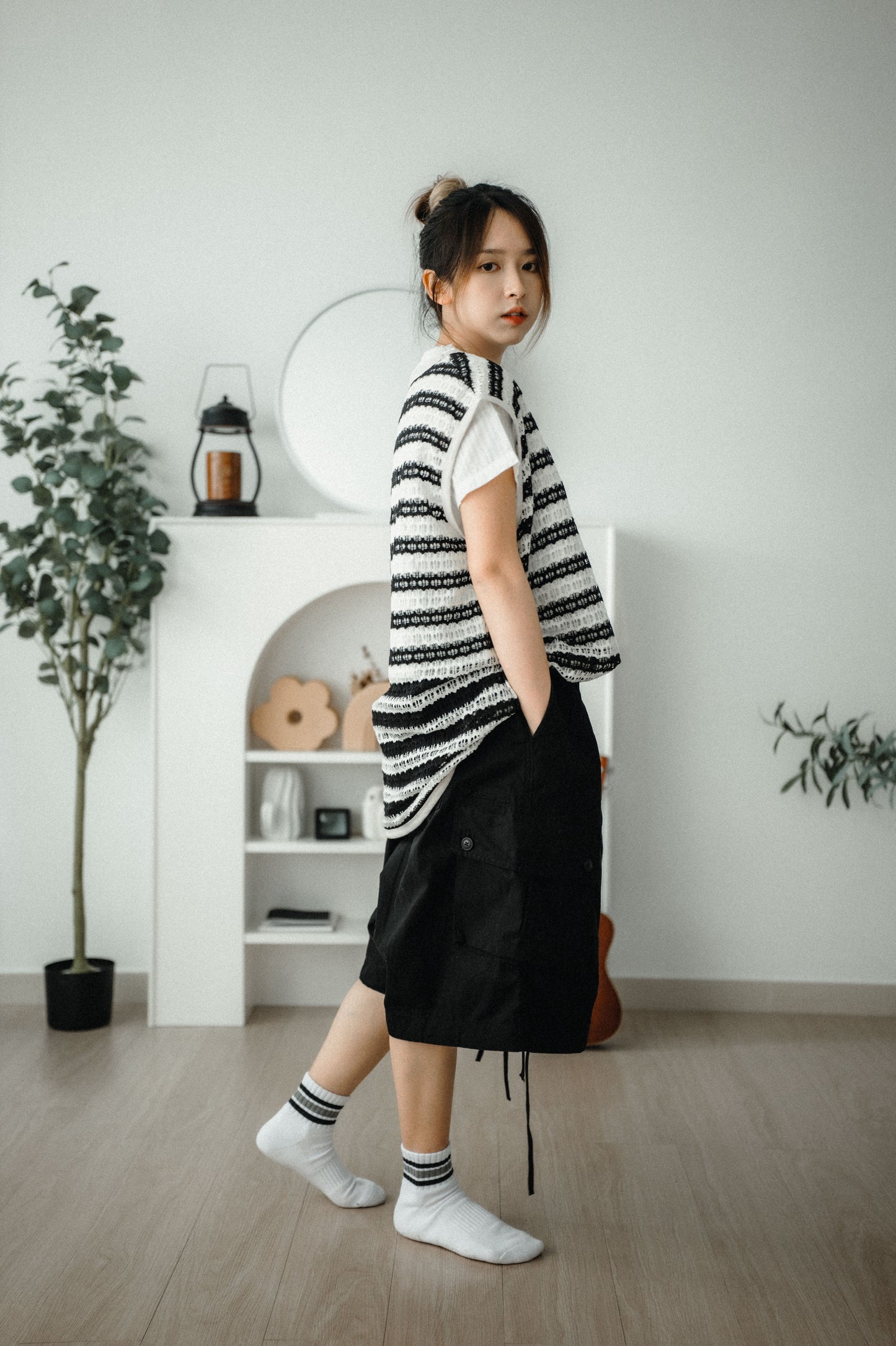 超靚褲形!霧灰洗水感五分工裝褲|4色入