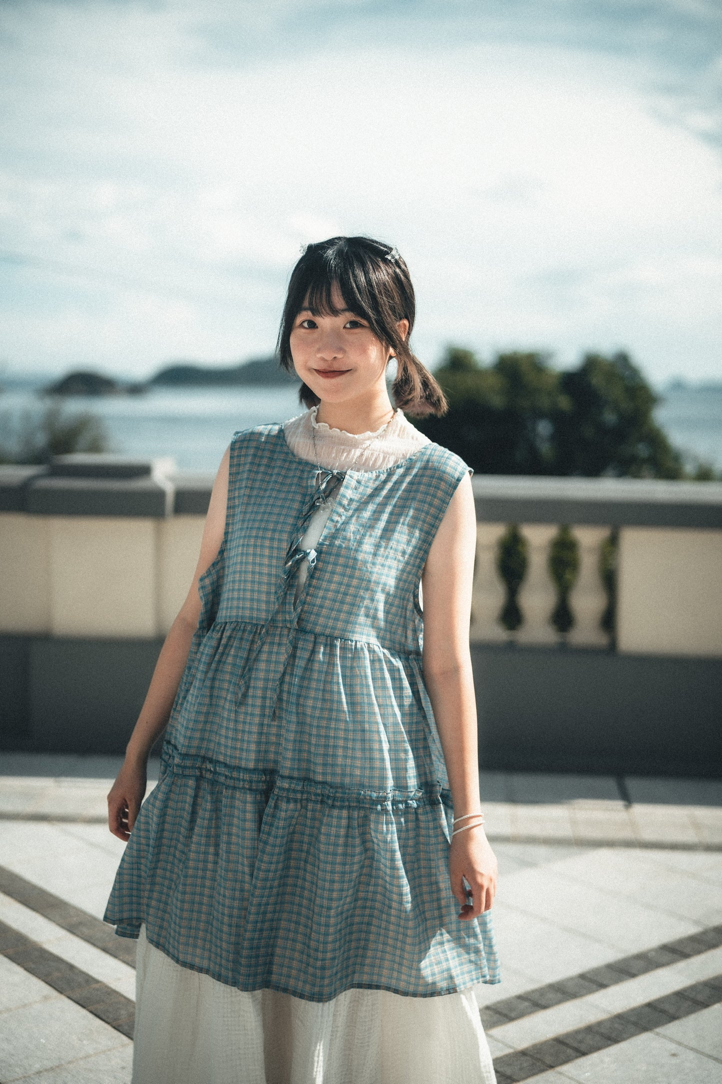 獨家!格紋ruffle綁帶馬甲背心|2色入