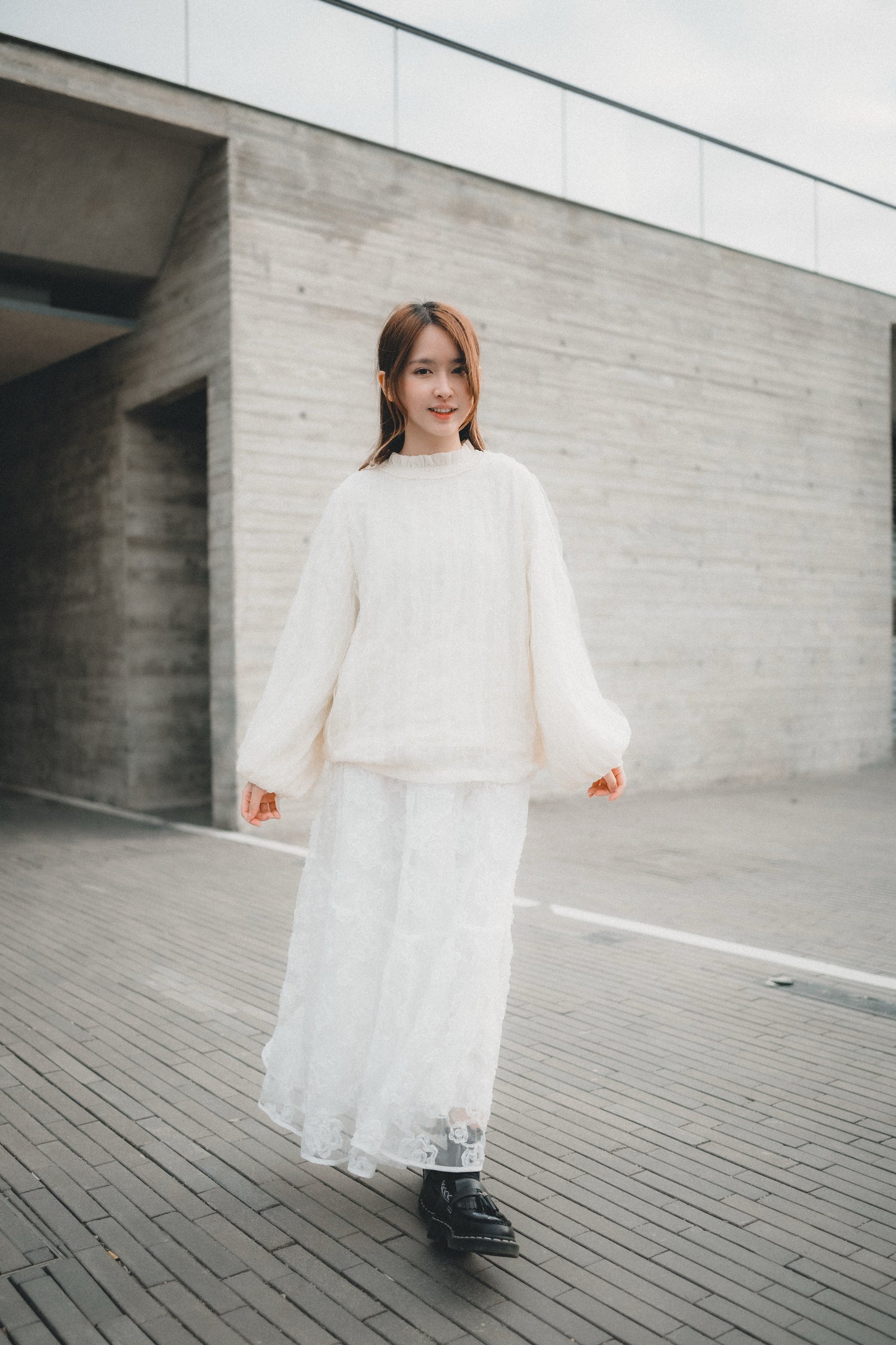 溫柔氣質雪紗ruffle上衣|1色入