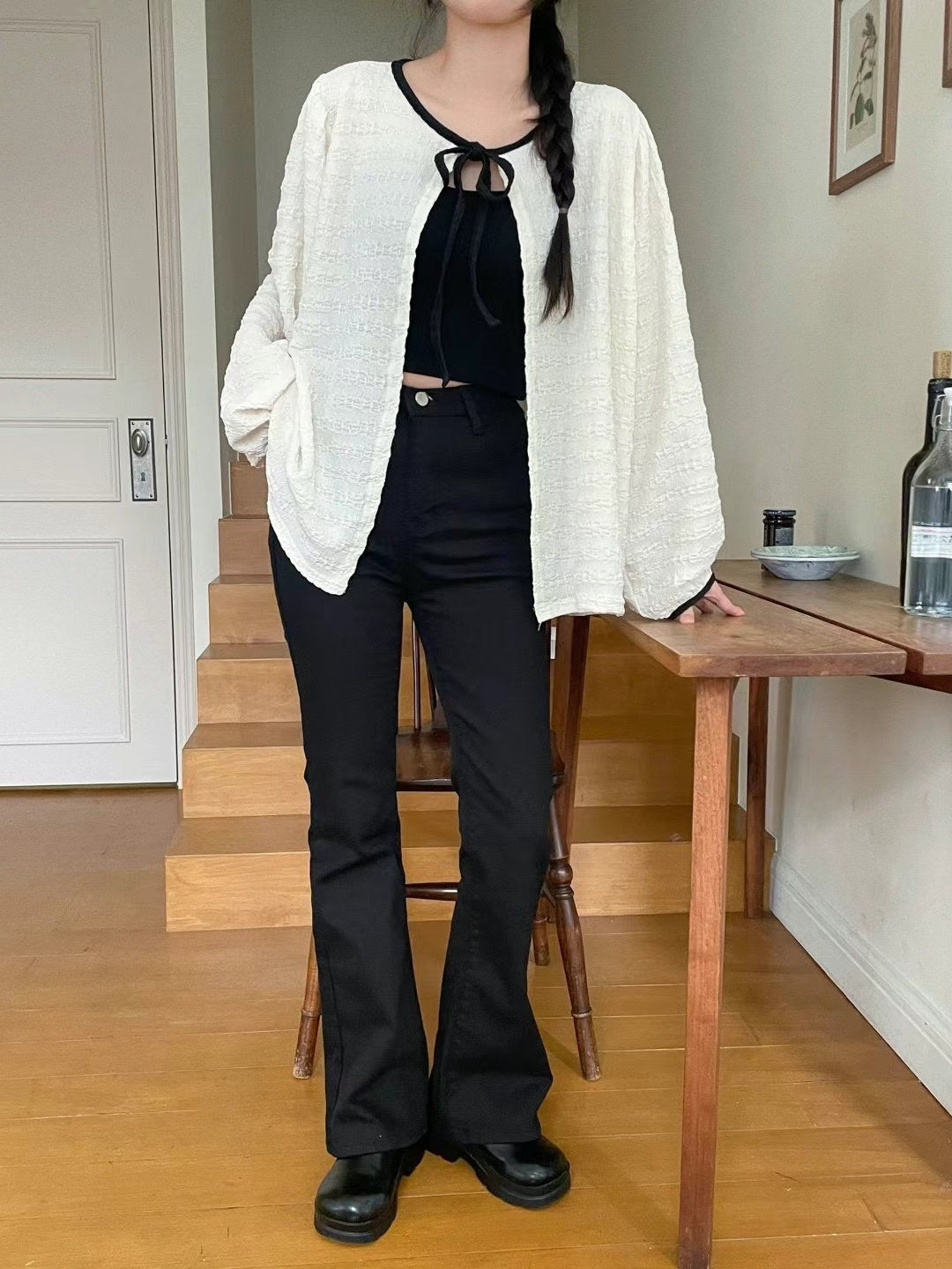 泡泡質蝴蝶結綁帶外搭|2色入