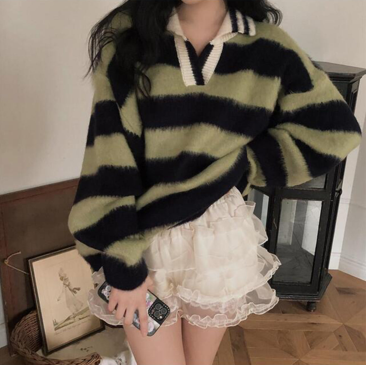 滑滑Fluffy • Stripe Collar Knit | 4色入