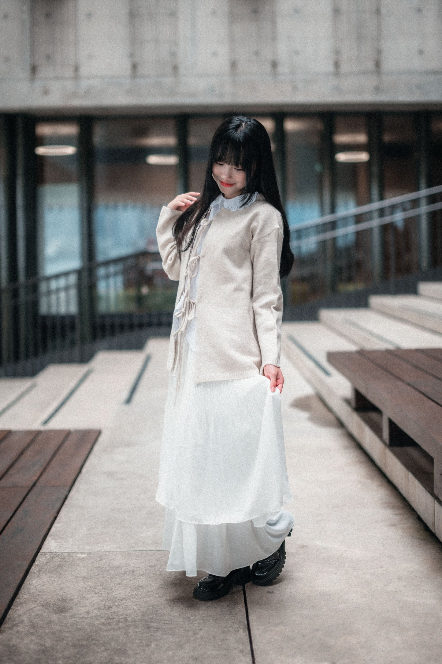 氣質仙女細褶雙層飄飄裙|3色入