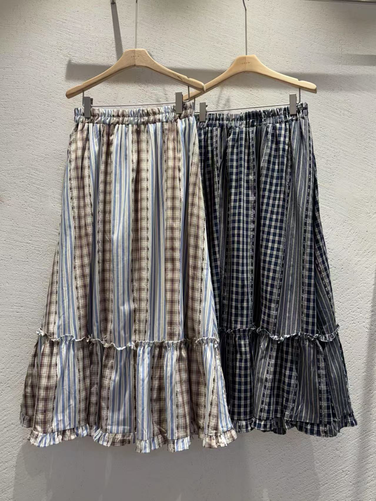 特別!條子拼格格紋sk|2色入