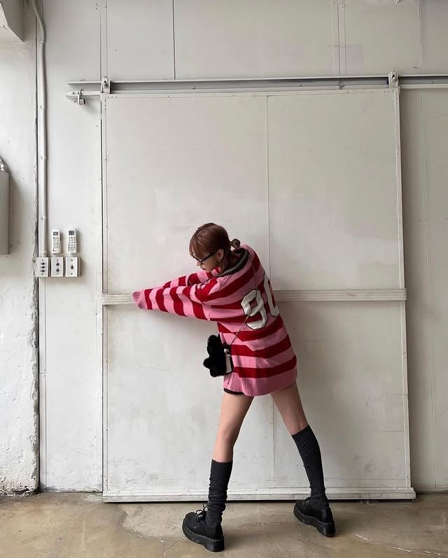 復古棒球風REPOSITION拼色針織上衣|3色入