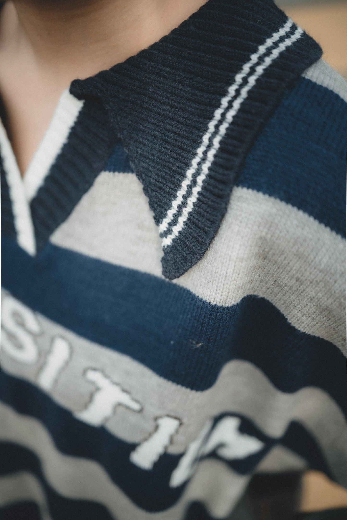 復古棒球風REPOSITION拼色針織上衣|3色入