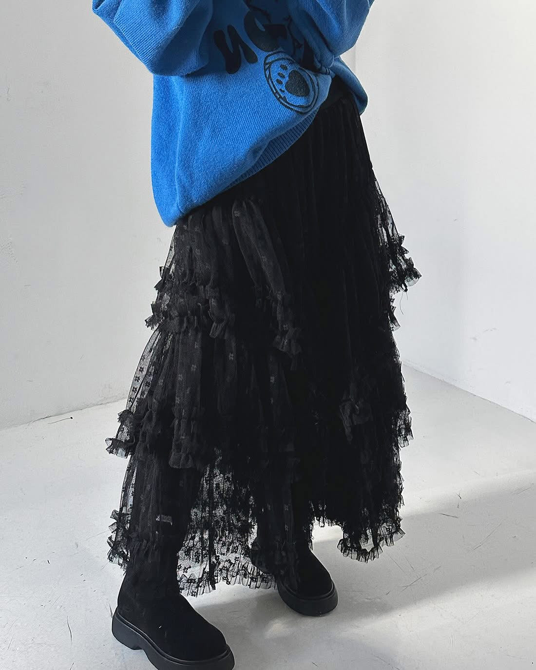 粒粒花 • 不規則紗紗裙|2色入