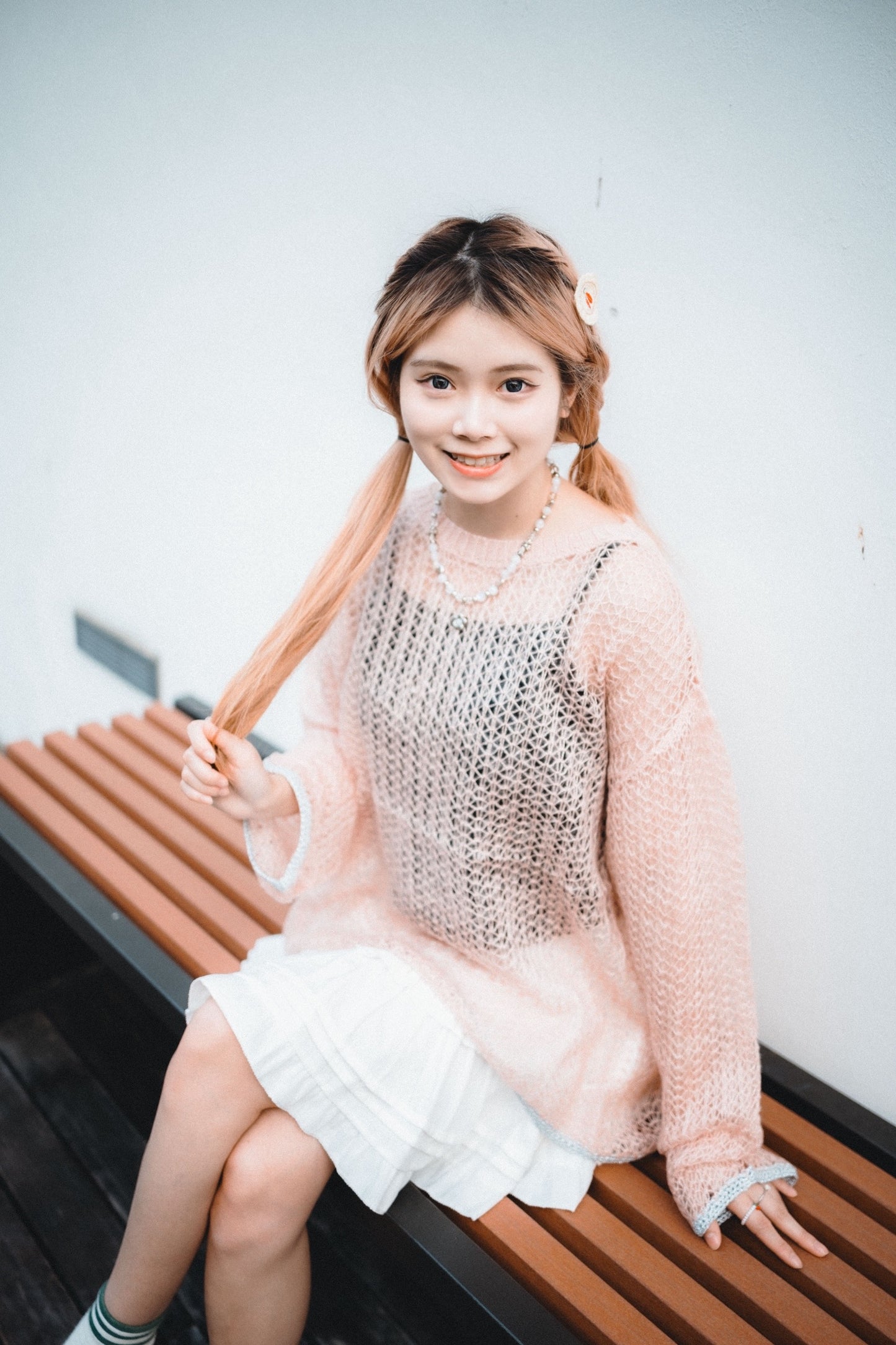 Soft Pastel~ 透膚拼色邊編織上衣|5色入