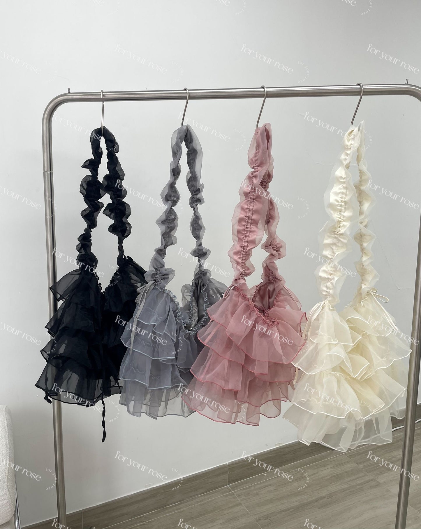 蛋糕層層ruffle紗紗袋 L size|4色入