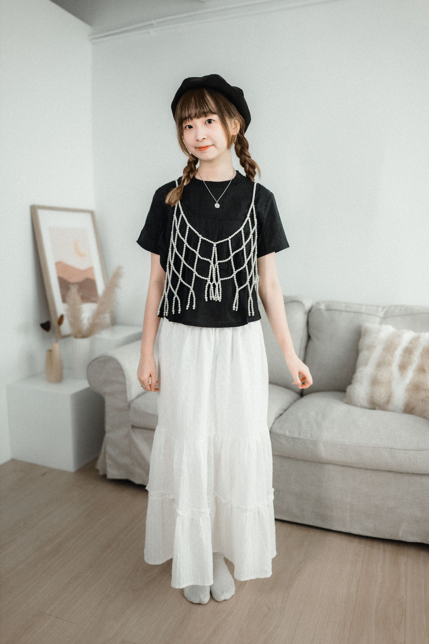 慵懶感Ruffle領豎紋寬鬆襯衫TOP|3色入