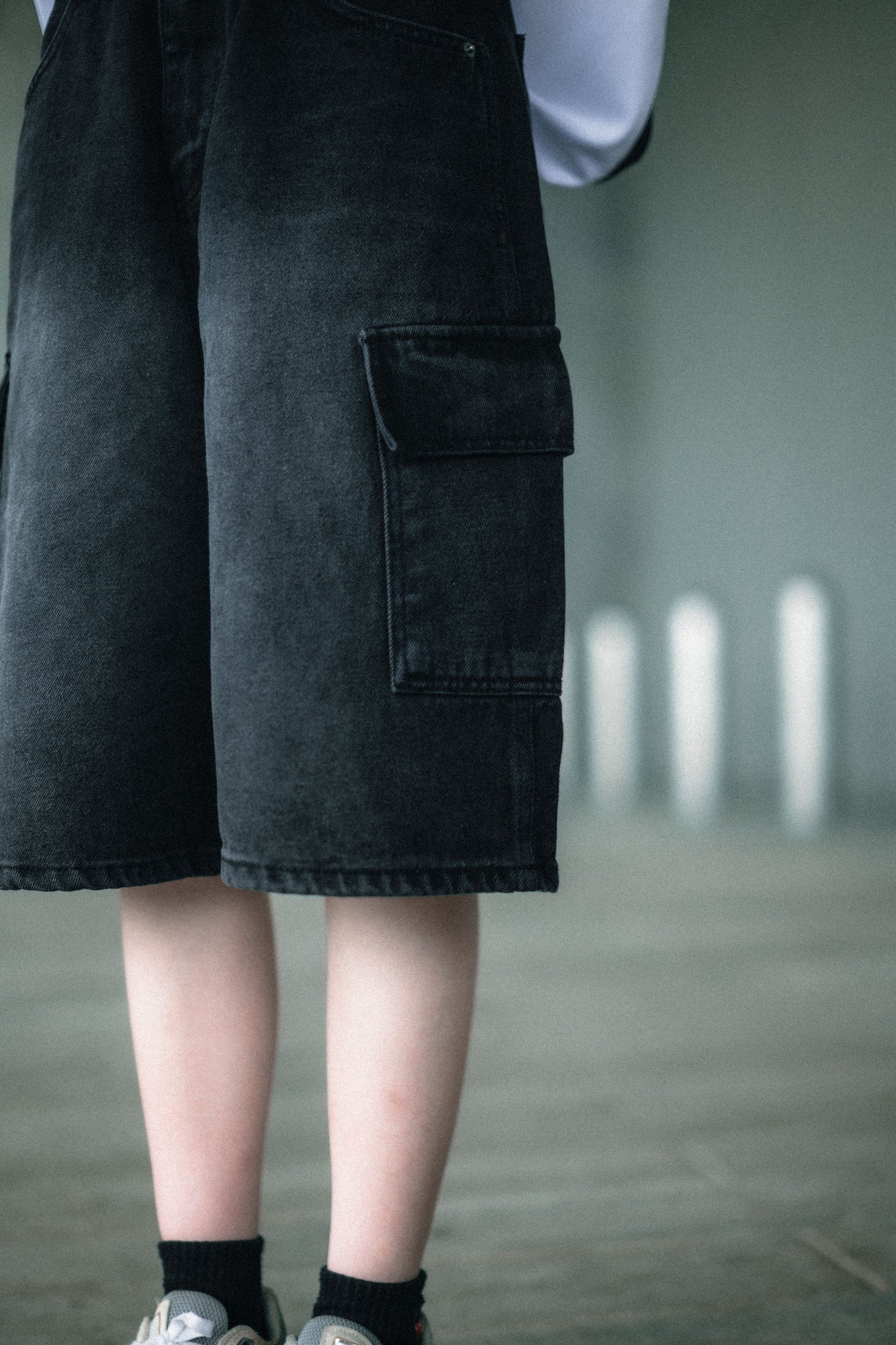 洗水灰則口袋6分牛仔褲|1色入