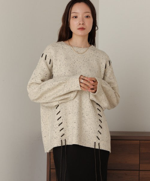 曲奇趣趣🍪 拼色粗縫繫帶針織上衣|3色入